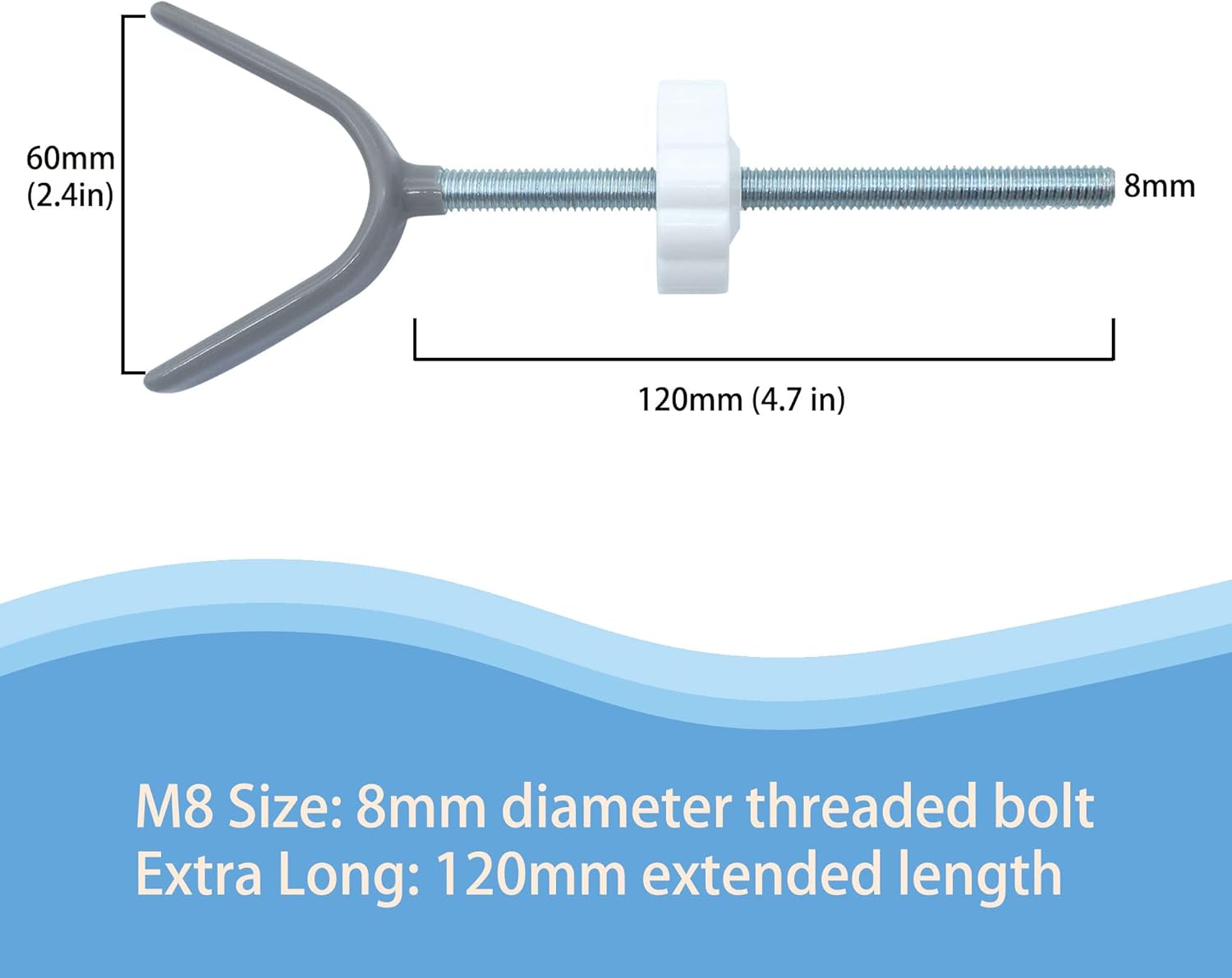 Alternative view of Baby Gate Banister Adapter Y-Spindle Rods - M8(8mm) for Pressure Mounted Baby and Pet Safety Stair Gates with Extra Long Wall Mounting Screws Rod & Bolts (Y-Grey-2 Pack)