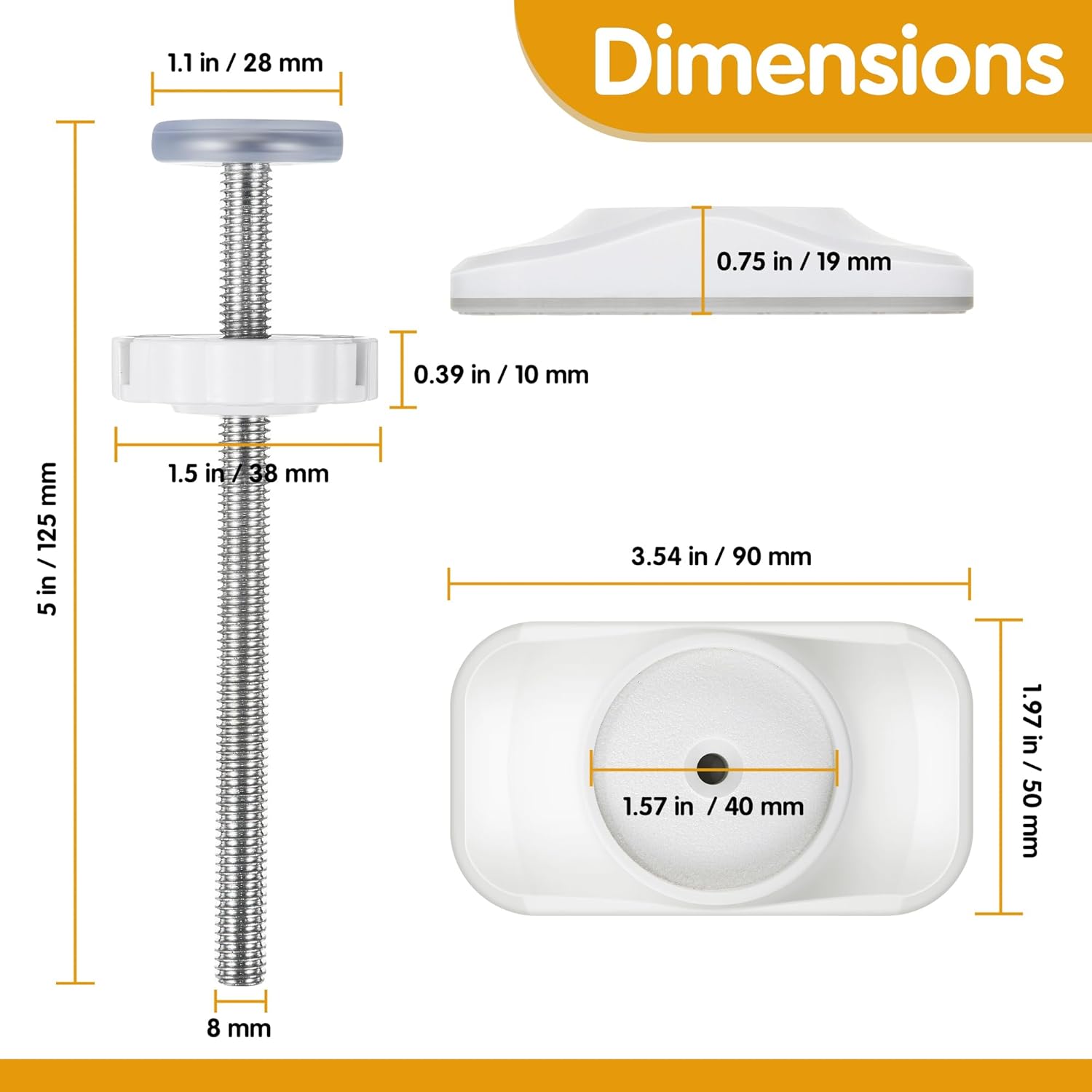 Dreyoo Baby Gate Extender Extension, 4 Pack Pet Gate Threaded Spindle Rods M8 (8MM) Accessory Screw Bolts, Replacement Hardware Parts for Pressure Mounted Baby Gate (Protector Style)