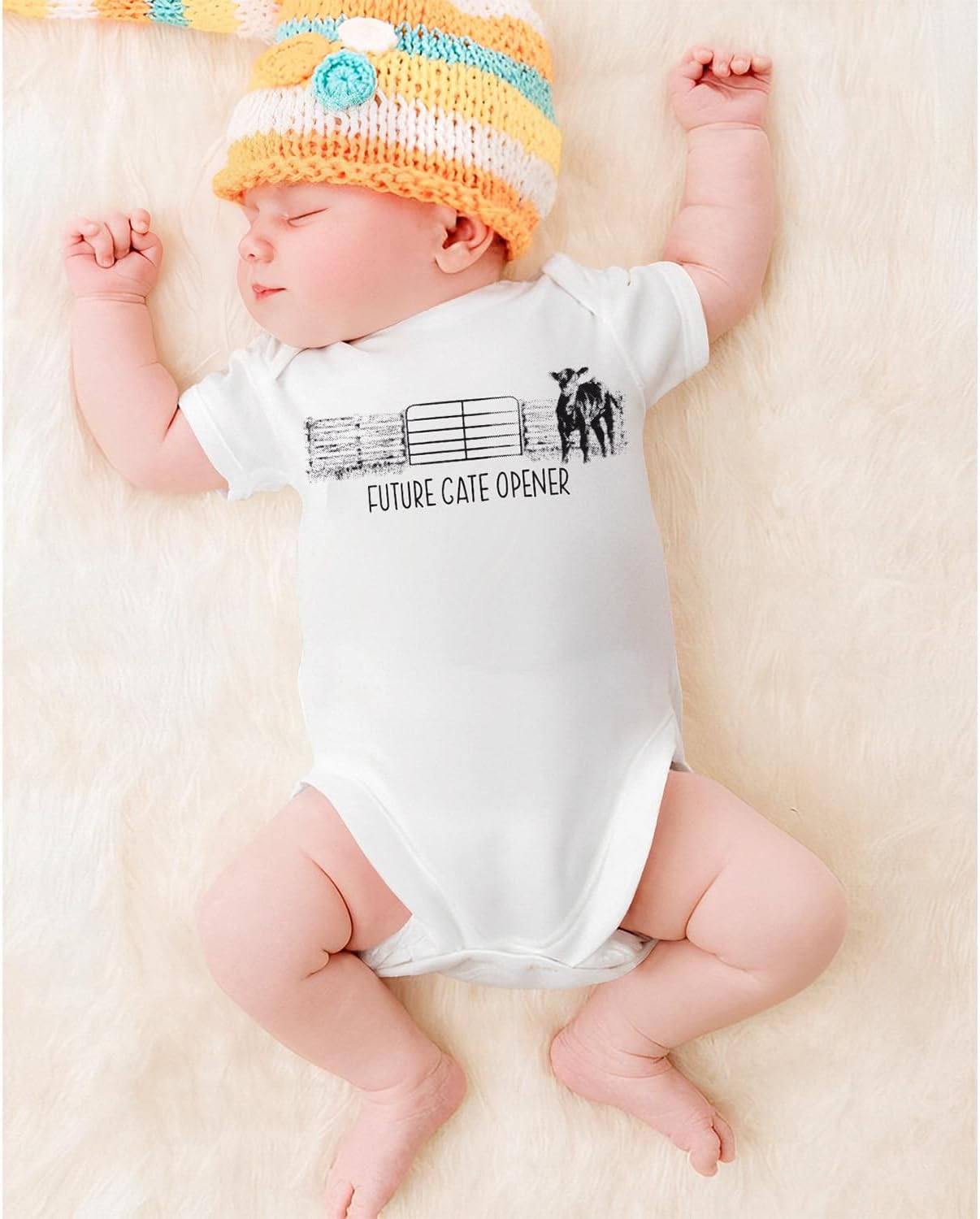 Alternative view of SOFEON Future Gate Opener Baby Onesie Newborn Farm Cow Bodysuit Romper Infant Boy Girl Cute Country One-Piece Clothes 0-18M