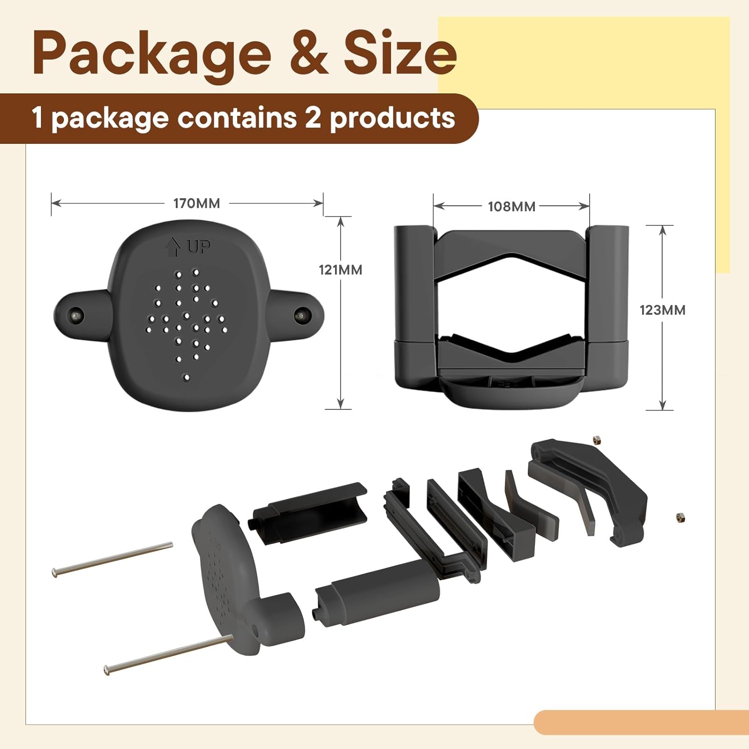 2PCS Baby Gate Banister Adapter Applied to Mesh & Iron Gates, No-Drilling Protect Banister Adapter Kit for Baby Gate Fit Square&Round Railings, Black