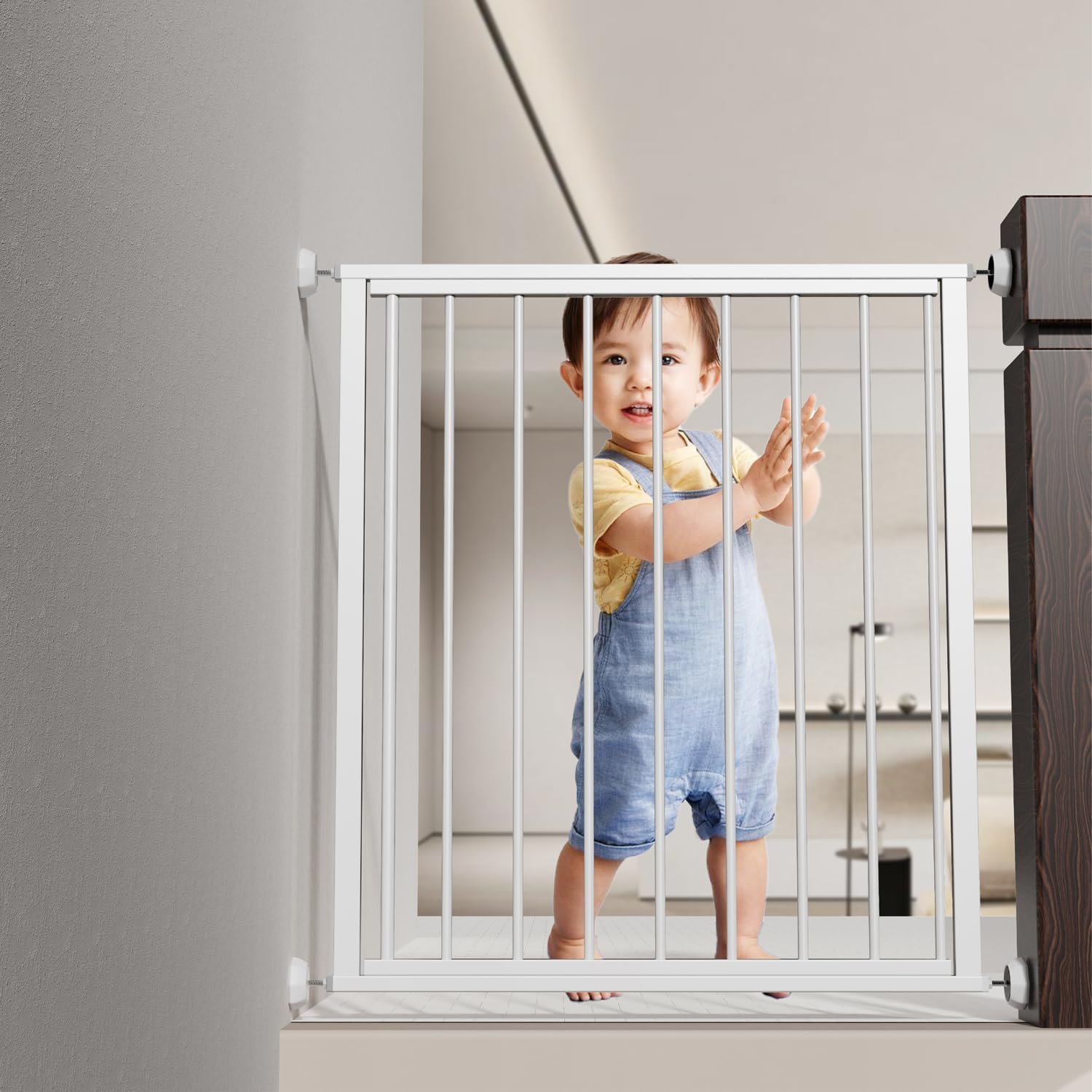 ICERO Baby Gate Wall Protector - Protect Walls & Doorways from Pet & Dog Gates - Pressure Mounted Gates Work on Stairs - Gates Wall Cups - 4 Pack - White