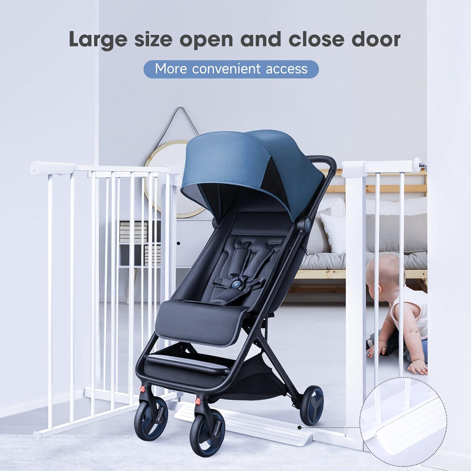 Alternative view of 60.6"-113" Extra Long Baby Gates for Large Openings Extra Wide, Outdoor Dog Gates for The House, Pet Gate Indoor, Child Proof Gate, Kiddie Gates, Adjustable Baby Fence for Doorways
