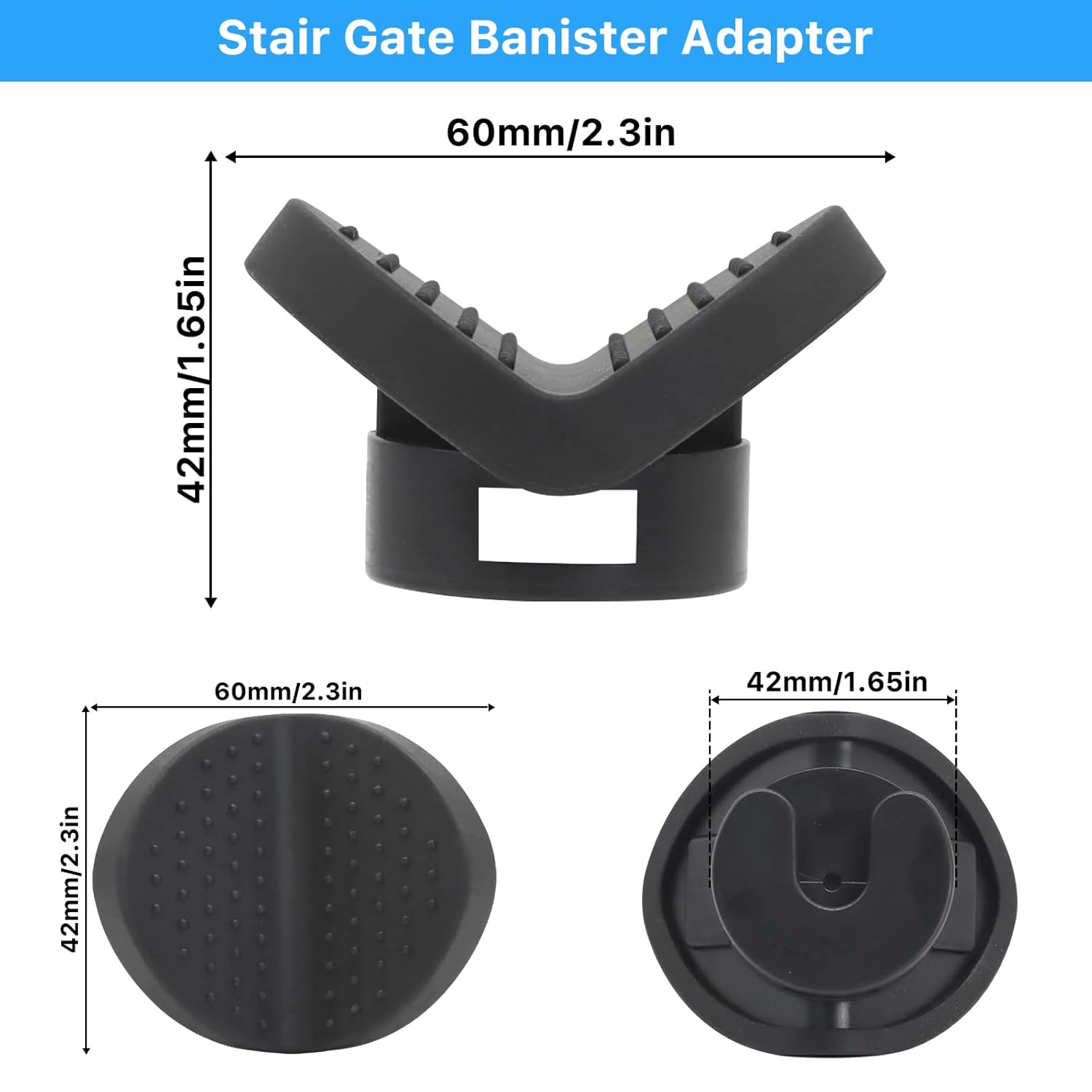 2 Pack Baby Gate Banister Adapter for Pressure Mounted Stair Gates Universal Hardware Parts Kit Baby and Dog Gate for Stairs No Drilling (Black)