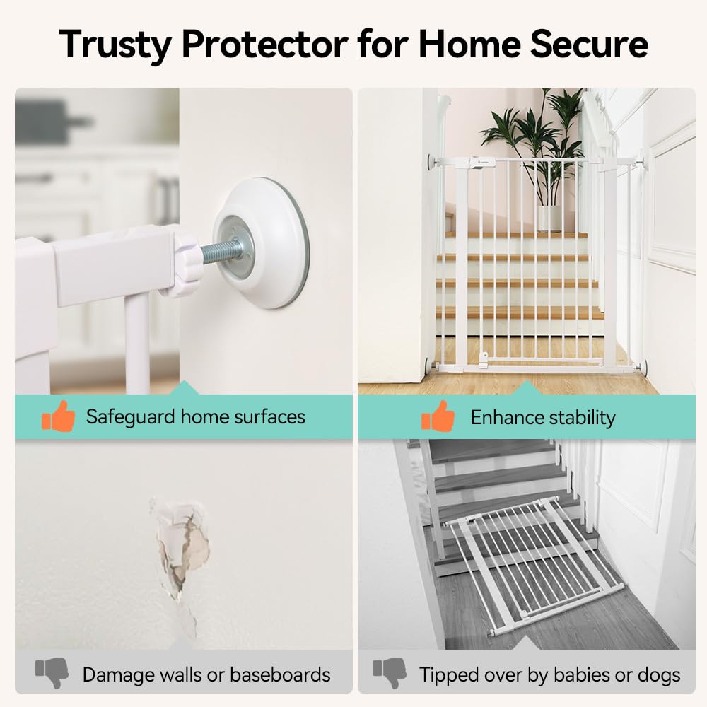 Alternative view of COMOMY 4 Pack Baby Gate Wall Protector, Safety Child Gate Extender Wall Cups, Baby Gate Wall Guard for Protect Walls & Doorways from Pet & Dog Gates, Pressure Mounted Gates Extension Kit, White
