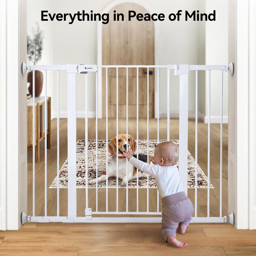 COMOMY 4 Pack Baby Gate Wall Protector, Safety Child Gate Extender Wall Cups, Baby Gate Wall Guard for Protect Walls & Doorways from Pet & Dog Gates, Pressure Mounted Gates Extension Kit, White - Image 6