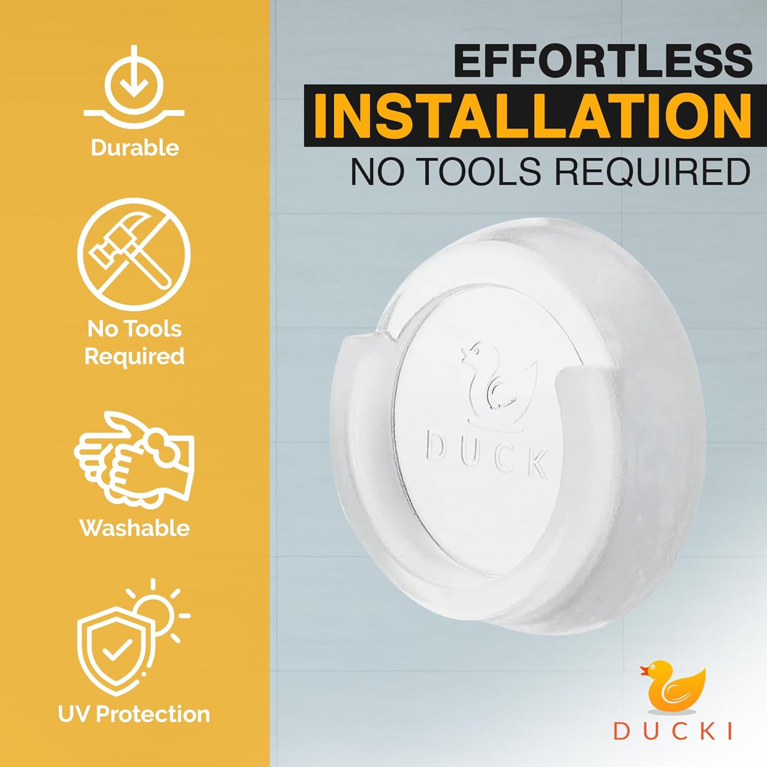 Alternative view of Ducki Clear - 4 Pack Self-Adhesive Baby Gate Wall Savers - Durable & Reusable Guard for Baby, Pet, Pressure Gates - Kids Proofing Wall Cups & Accessories