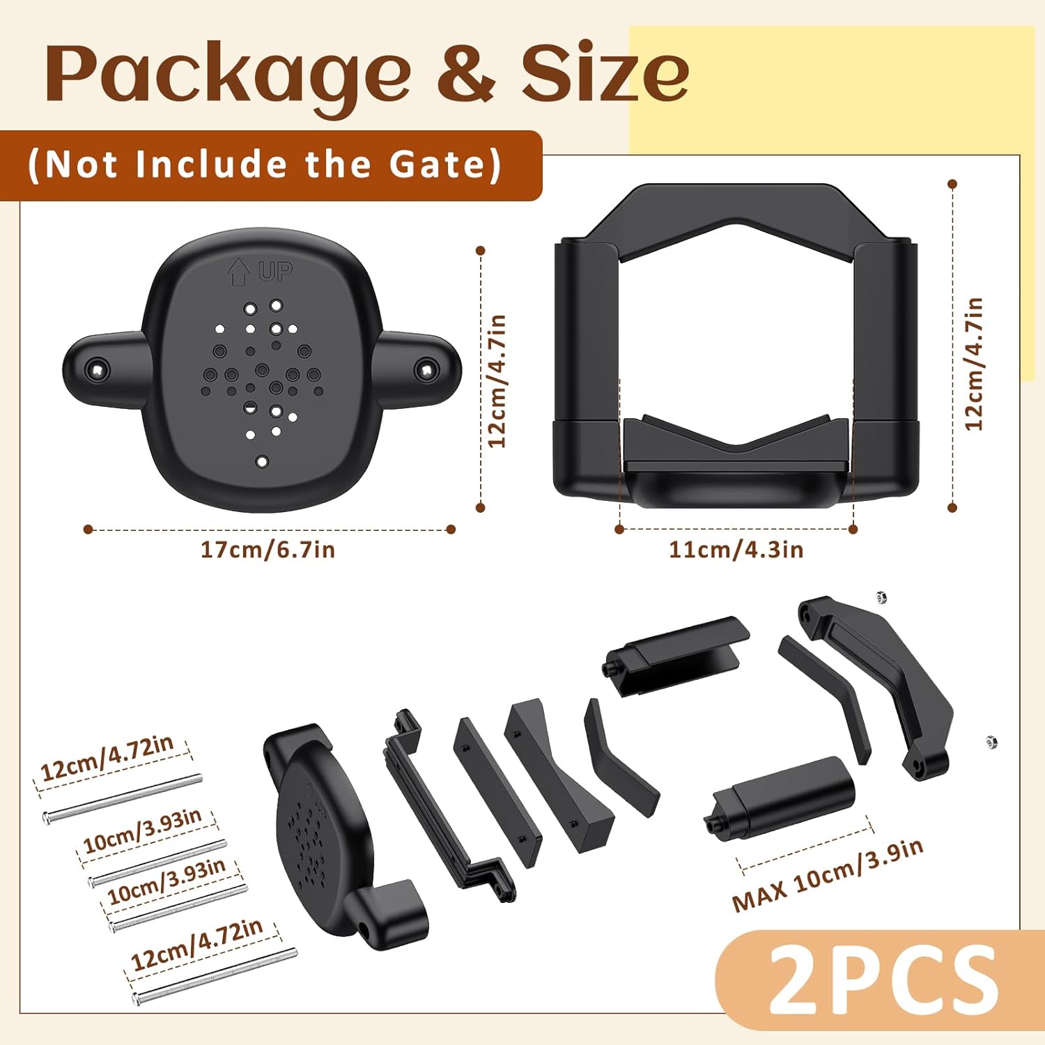 Baby Gate Banister Adapter：2Pcs Baby Stair Gate Kit Stair Post Fitting Kit Babys Gates for Stairs, Safety Stair Adapter Fit for Stair Gate Against Stairs Posts (Black, Not Include The Gate)
