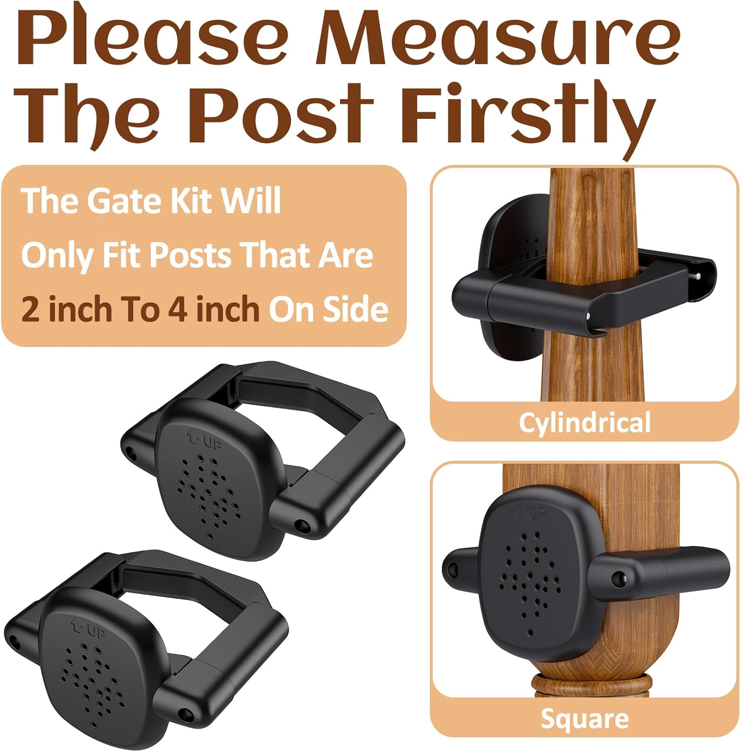 Alternative view of Baby Gate Banister Adapter：2Pcs Baby Stair Gate Kit Stair Post Fitting Kit Babys Gates for Stairs, Safety Stair Adapter Fit for Stair Gate Against Stairs Posts (Black, Not Include The Gate)