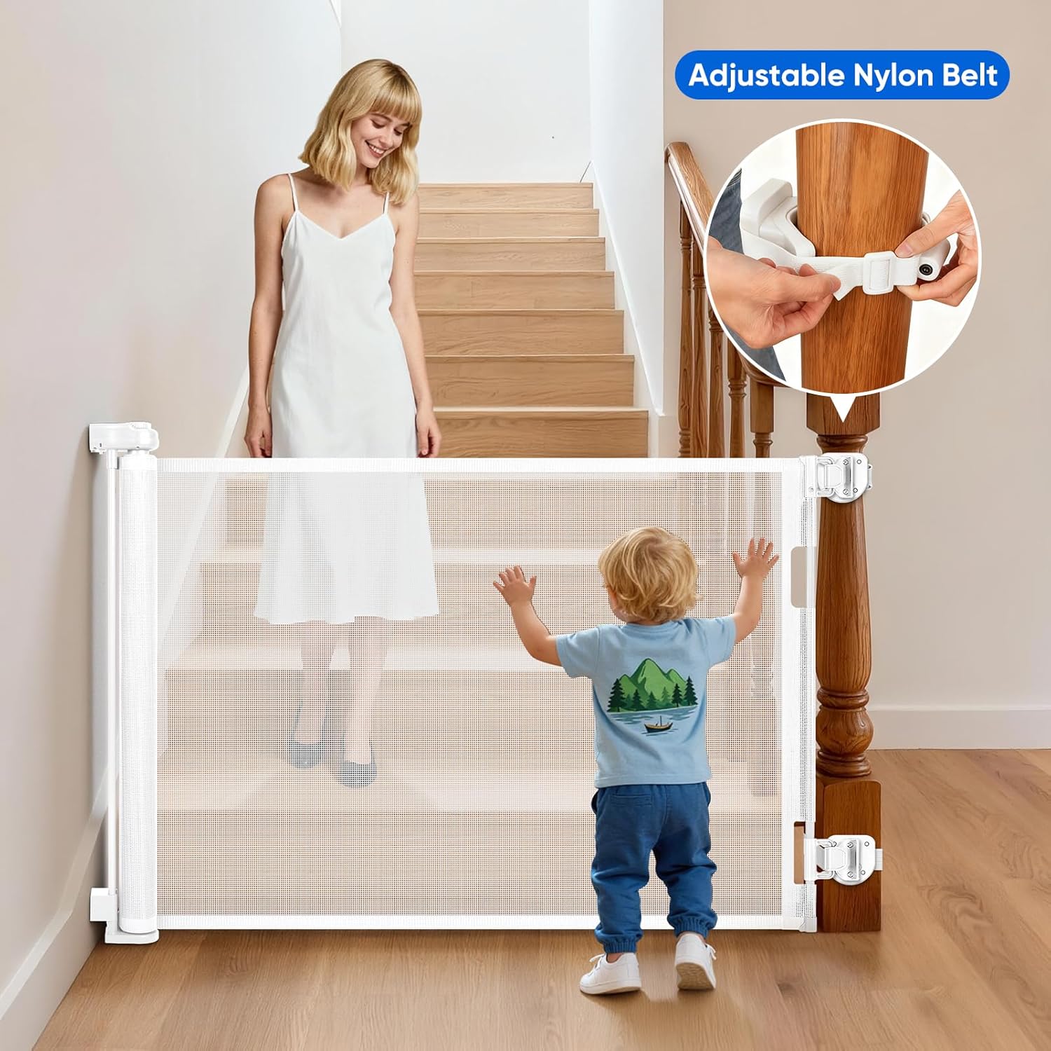 2Pcs Baby Gate Stair Railing Banister Adapter, Fits 1.9-4.72'' Diameter Universal Banisters, Wide Square/Round Railings No-Drilling Mounting Fittings for Retractable Gates, (White) - Image 6