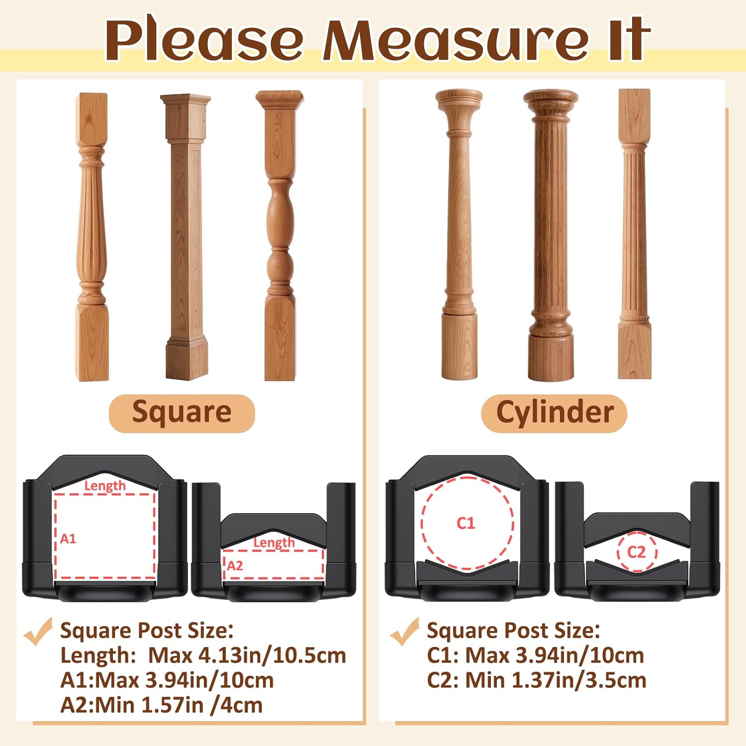 Baby Gate Banister Adapter:2Pcs Baby Stair Gate Kit Stair Post Fitting Kit Babys Gates for Stairs, Safety Stair Adapter Fit for Stair Gate Against Stairs Posts (Black, Not Include The Gate) - Image 4