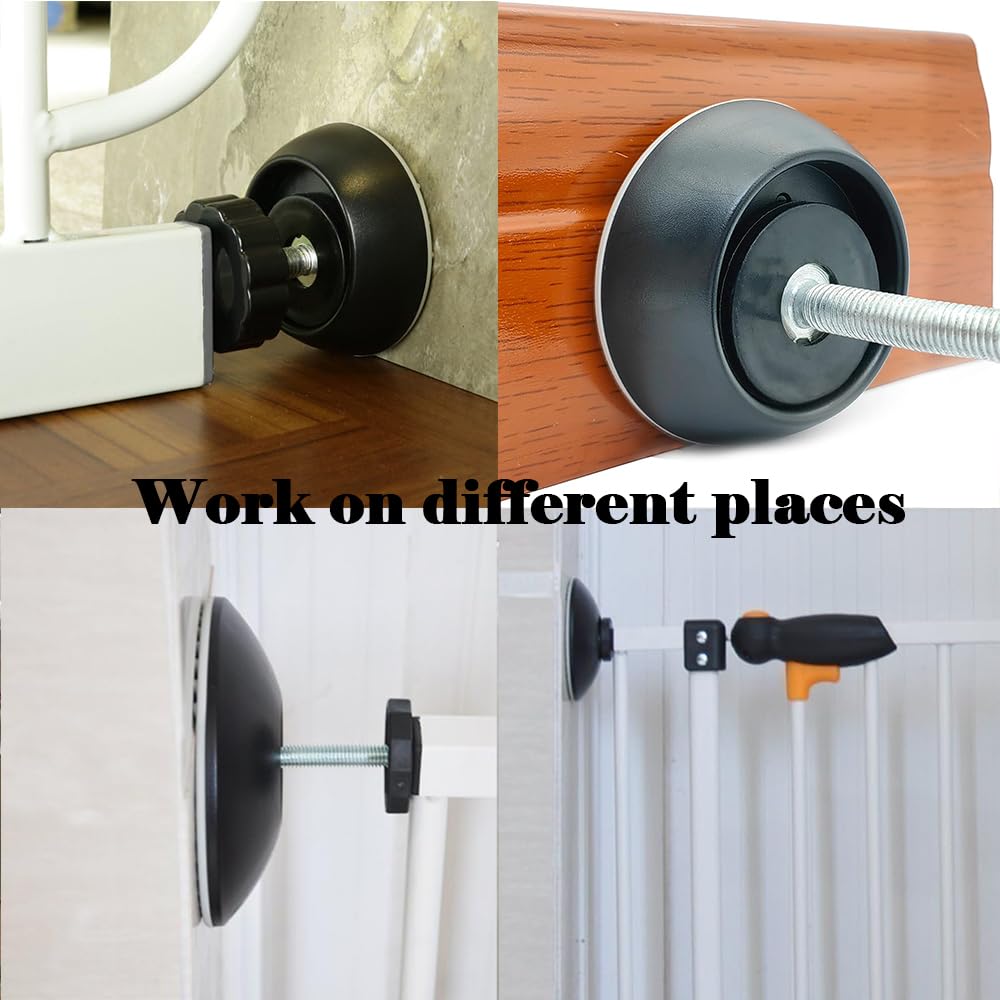 Alternative view of 4 Pack Baby Extender Extension-M8(8mm) VMAISI Child Safety Pressure Mounted Baby Gate Threaded Spindle Rods Replacement Parts Bundle with Wall Protector for Stairs Cup Guard (Black, 8MM)