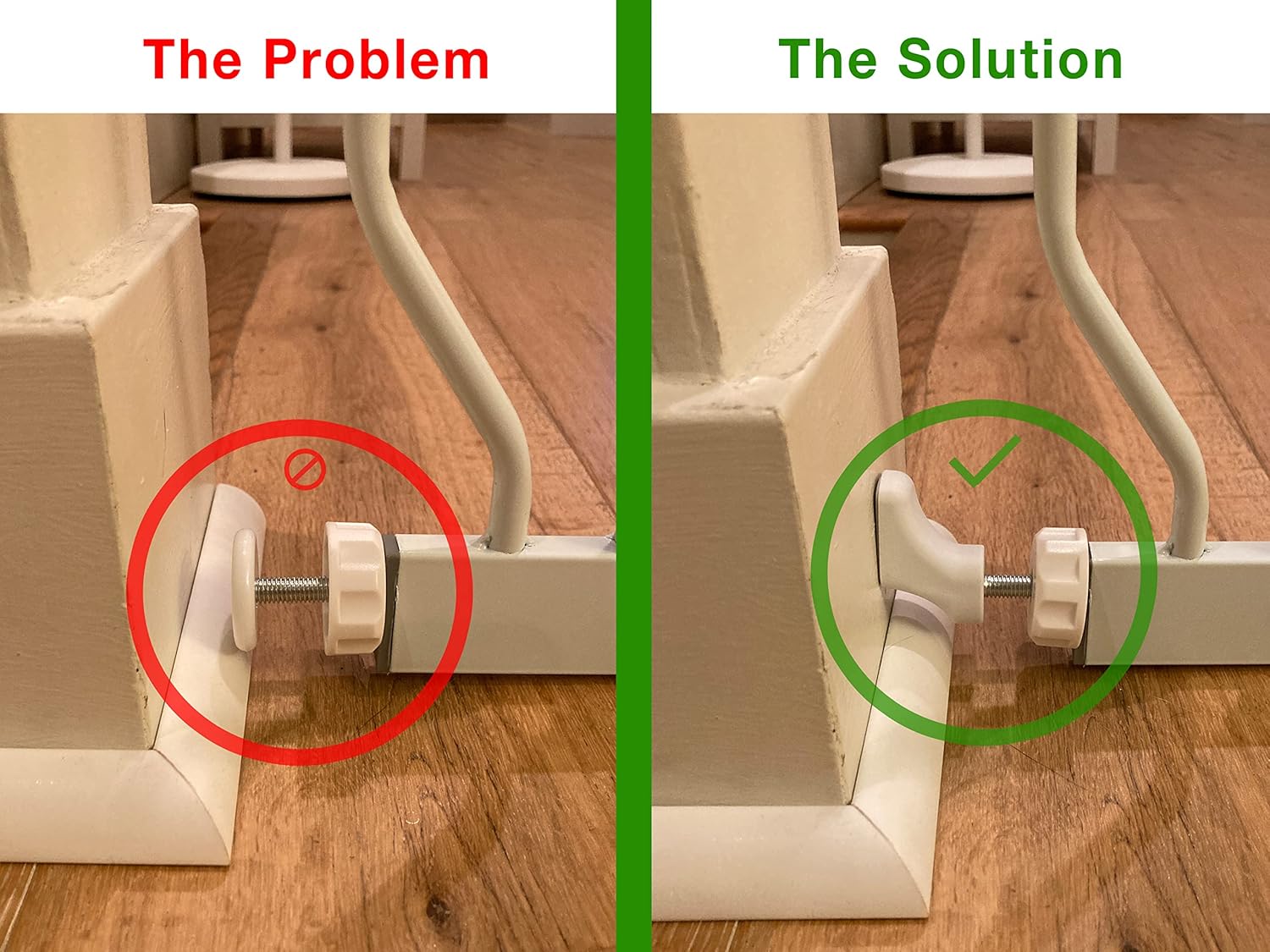 Alternative view of Baby Gate Guru M8 (8mm) Quarter Round Spindle Rod Adapter 2 Pack for Pressure Mounted Baby and Pet Safety Gates (8mm, White)