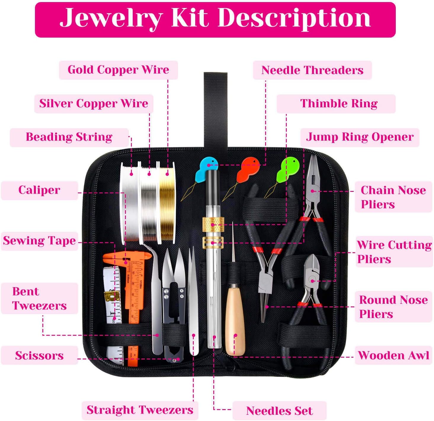 shynek Jewelry Making Supplies Kit for Adults, Jewelry Making Tools with Earring Hooks, Findings, Wires, Chains and Helping Hands for Crafts Making and Repair