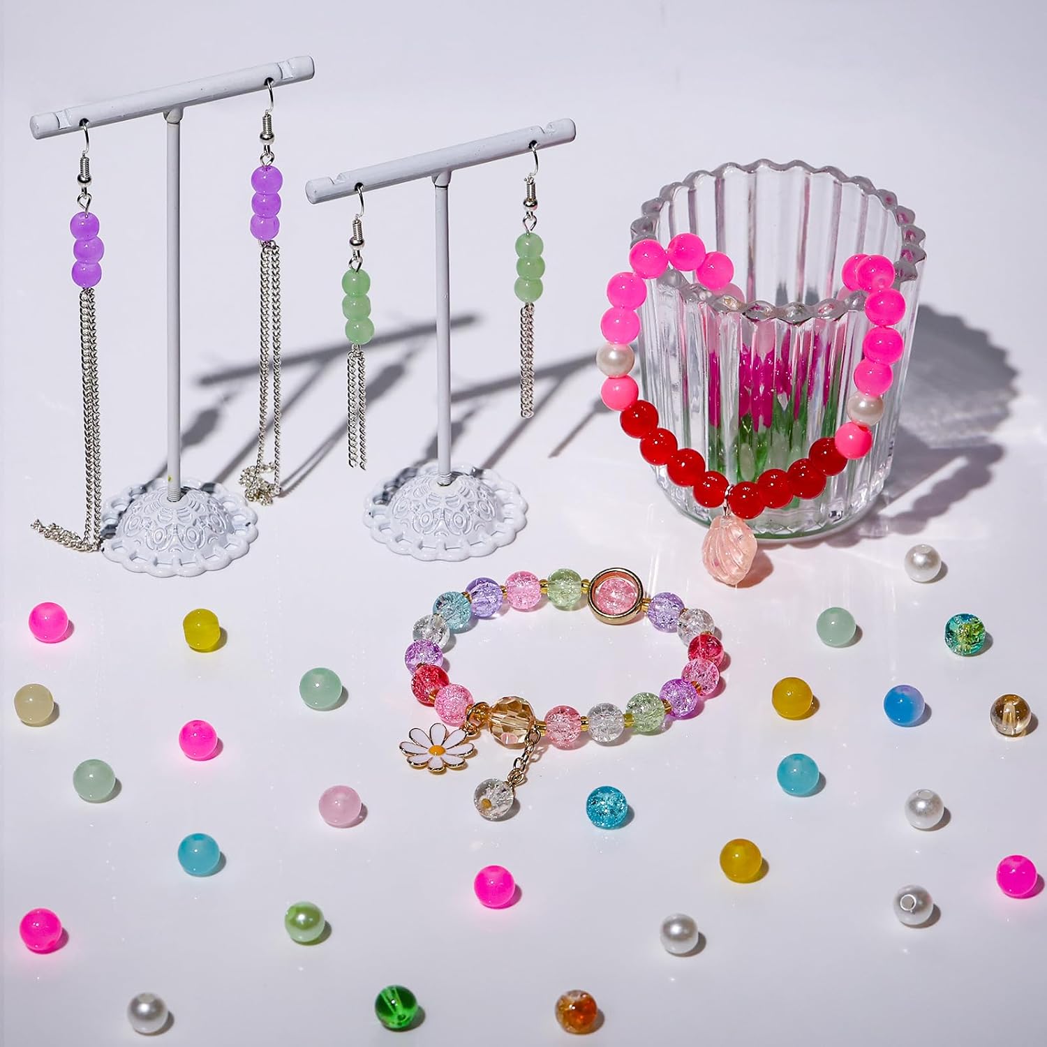 Alternative view of XSEINO About 7200PCS 6mm Glass Beads Bracelet Making Kit,144 Assorted Colors Crystal Glass Beads for Bracelet and Jewelry Making and DIY Crafts,Friendship Gifts,to Give to Friends, Family