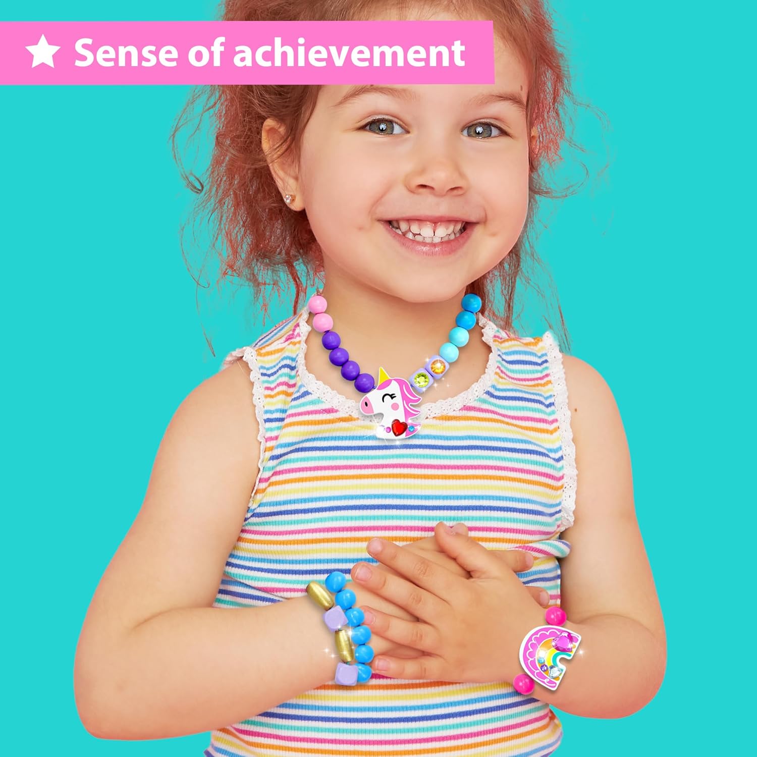 KRAFUN Unicorn DIY Bracelet Making Kit for Girls - Arts and Crafts Jewelry Set with Charms, Wooden Beads & Friendship Threads - Creative String Braiding & Beading Activity for Kids Ages 5-12 - Image 5