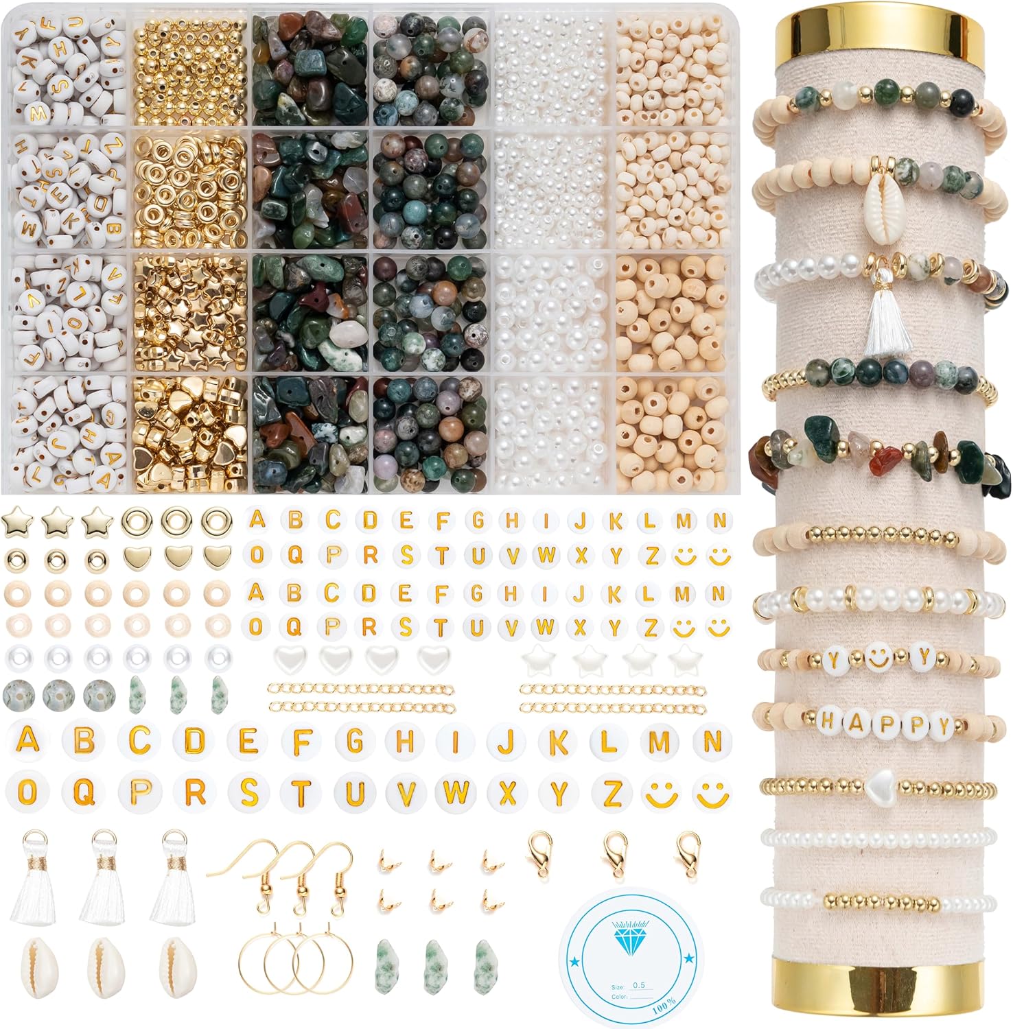 Xylise Jewelry Making Supplies Kit Natural Stone Beads for Irregular Natural Stone with for DIY Craft Bracelet Necklace Earrings for Adults (Amazonian) - Image 8