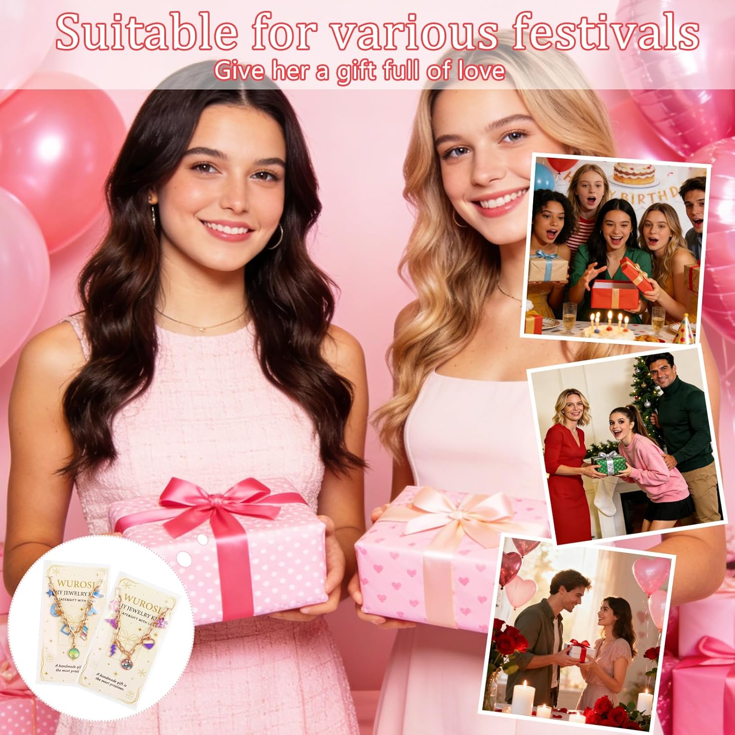 Alternative view of Wurosi 443 Pcs Gold Charm Bracelet Necklace Making Kit for Women, Including 8 Paperclip Chain Bracelets, 4 Paper Clip Chain Necklaces, Accessories for Jewelry Making, Crafts Beginner Supplies Gift