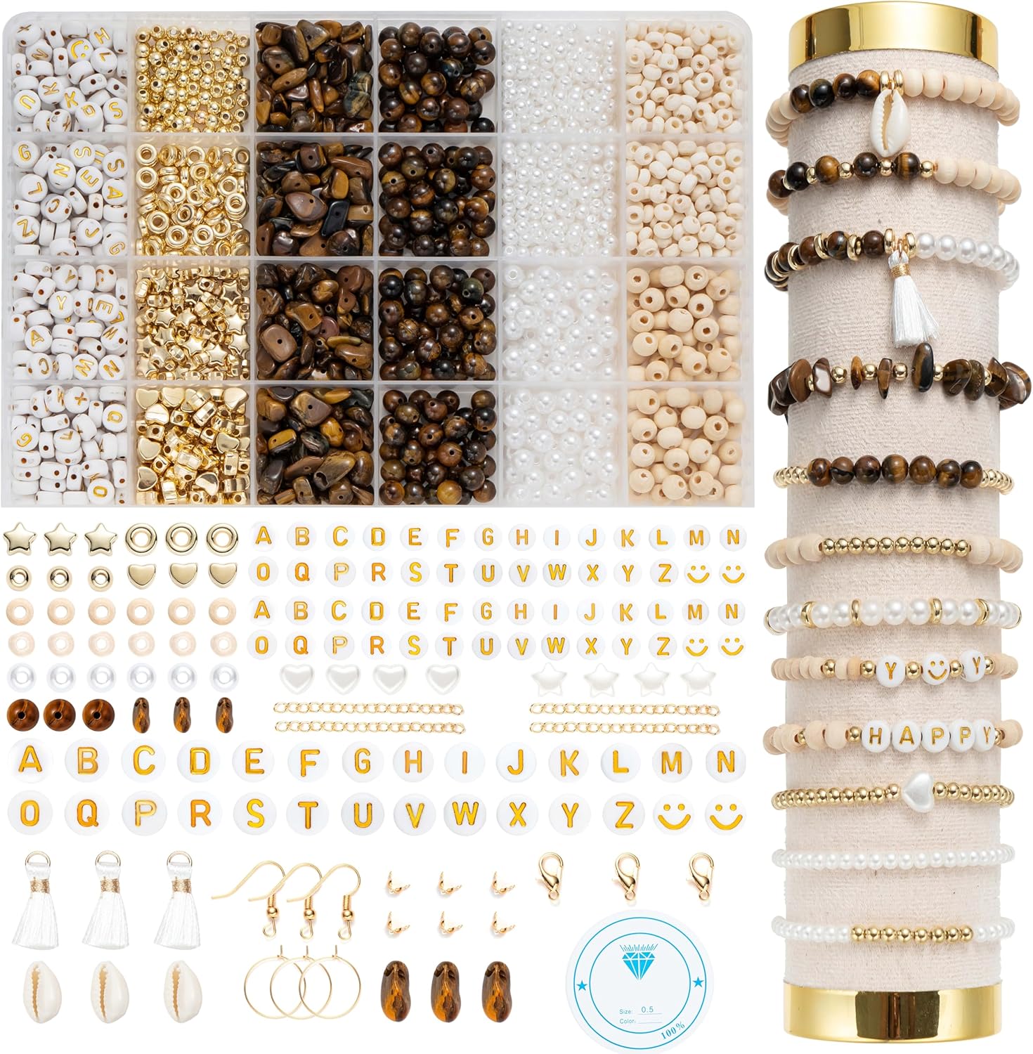 Xylise Jewelry Making Supplies Kit Natural Stone Beads for Irregular Natural Stone with for DIY Craft Bracelet Necklace Earrings for Adults (Amazonian) - Image 9