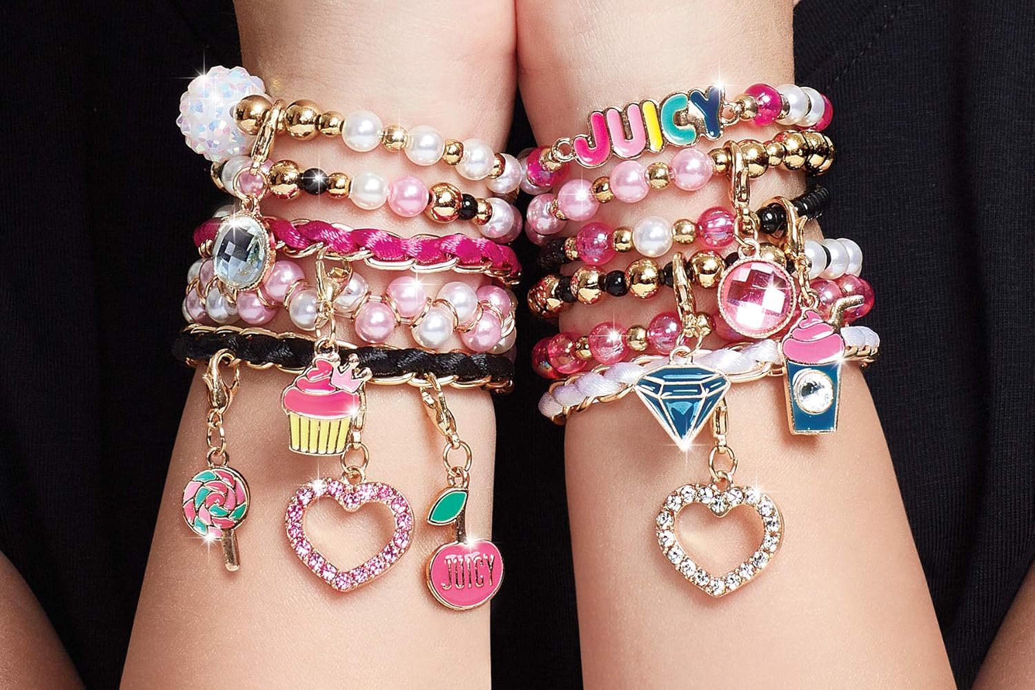 Make It Real - Juicy Couture Pink and Precious Bracelets - DIY Charm Bracelet Kit with Beads for Tween Jewelry Making - Jewelry Making Kit for Girls - Image 3