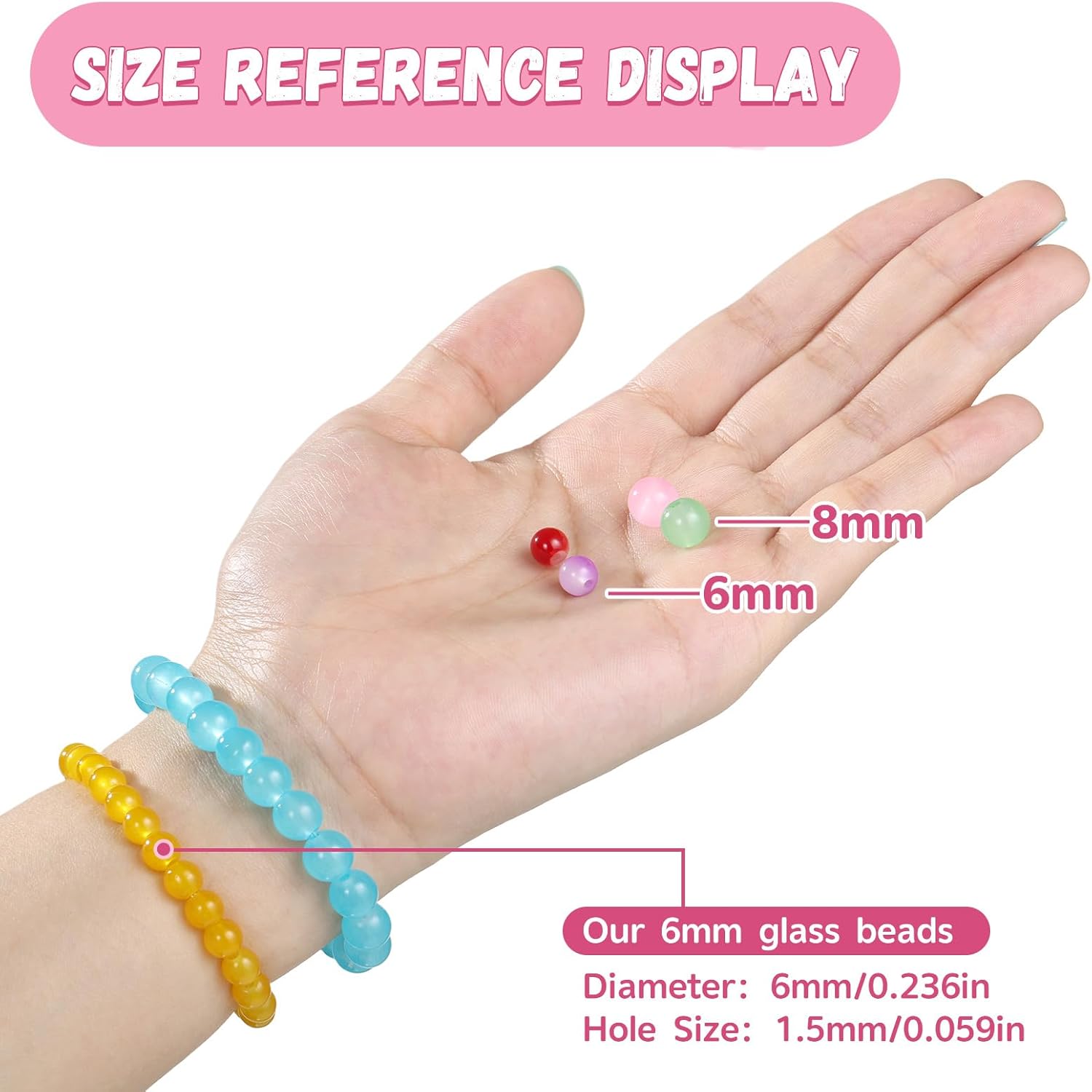 1368pcs 6mm Glass Beads for Bracelets, 34 Colors Crystal Beads for Jewelry Making, Funtopia Round Glass Beads for DIY Earrings Necklace Crafts with Spacer Beads and Charms, Solid and Gradient Colors - Image 4