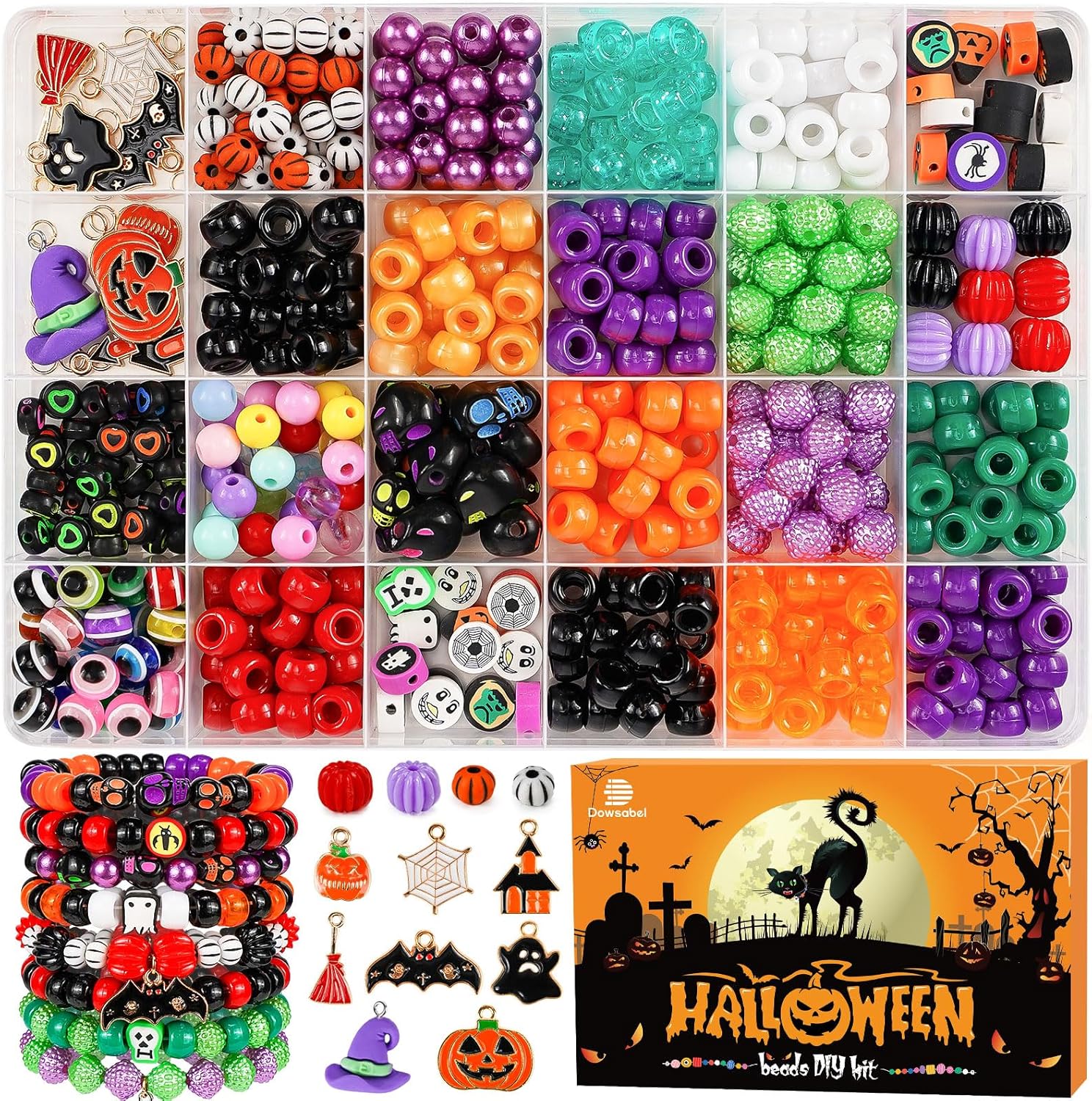 Dowsabel Bracelet Making Kit, Beads for Bracelets Making Pony, Kandi, Polymer Clay, Smile Face & Letter Beads for Jewelry Making, DIY Arts and Crafts Gifts Toys for Girls Age 6-12 - Image 7