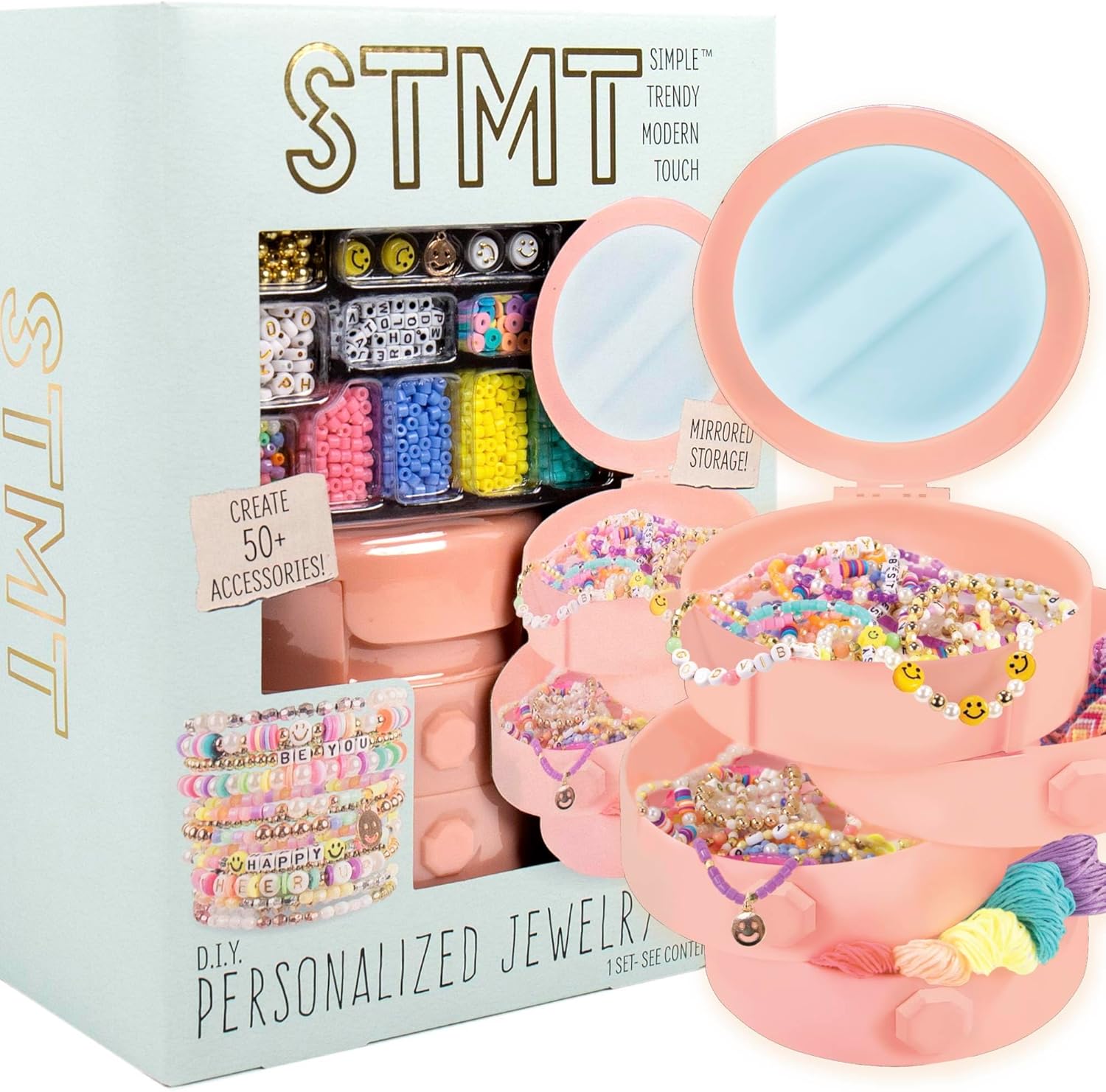 STMT D.I.Y. Glitz u2018N Disco Jewelry Case, Makes Over 15 Accessories, Includes Disco Beads for Bracelets, Charms & Storage, Bracelet Making Kit, Great Gifts for Girls, Jewelry Making Kit for Girls 8-12 - Image 7