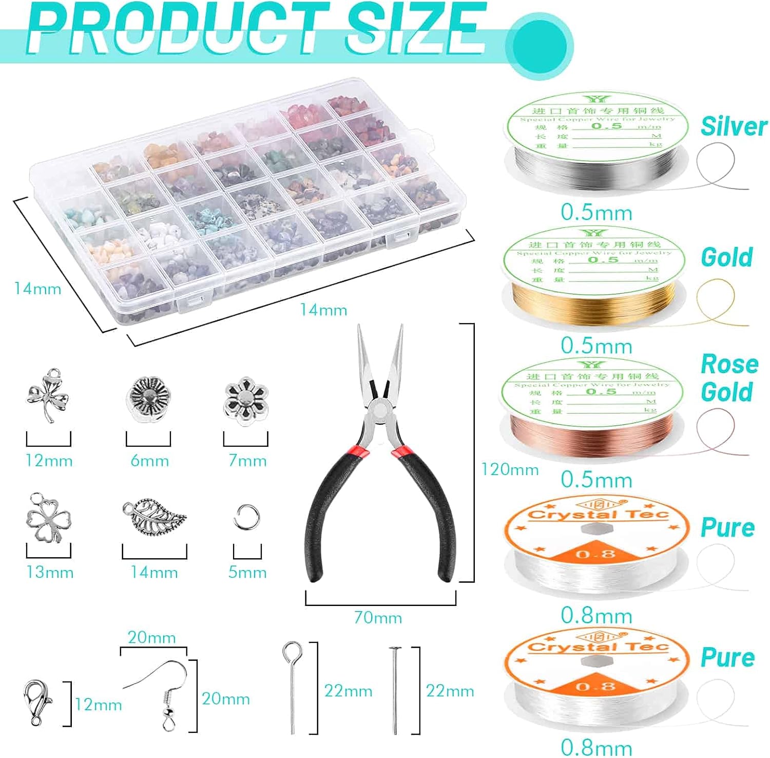 selizo Jewelry Making Kits for Adults Women with 28 Colors Crystal Beads, 1660Pcs Crystal Bead Ring Maker Kit with Jewelry Making Supplies - Image 6