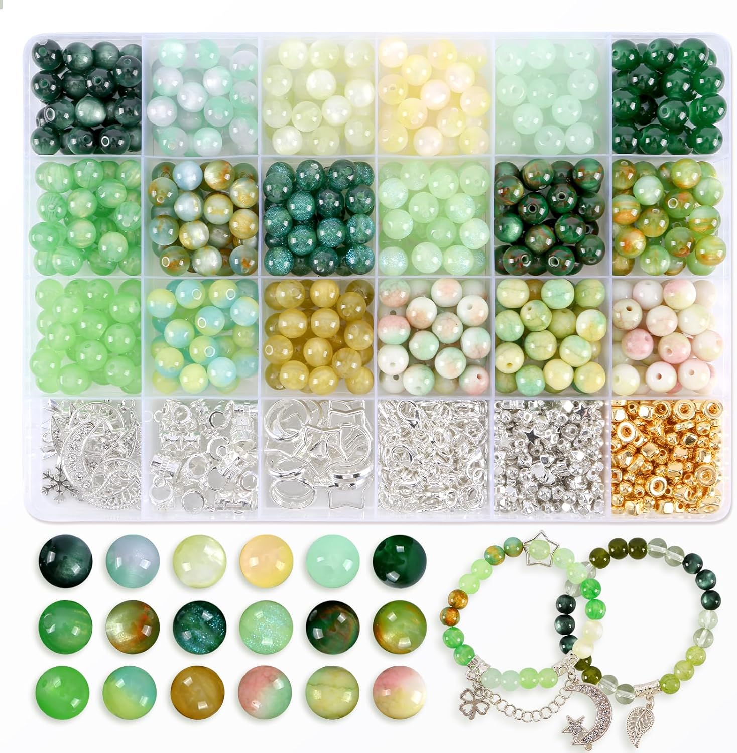 Glass Beads for Jewelry Making, 18 Colors Glass Beads for Bracelets Making kit Including 2-8mm Bead spacers/Lava Beads/Stone Rock DIY Jewelry Making Supplies for Adults (Thanksgiving, Christmas) - Image 8