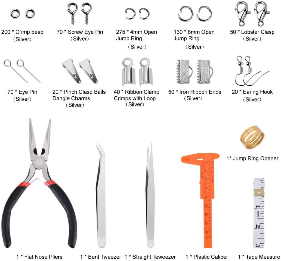 PAXCOO Jewelry Making Supplies Kit - Jewelry Repair Tool with Accessories, Pliers, Findings, and Beading Wires for Adults and Beginners