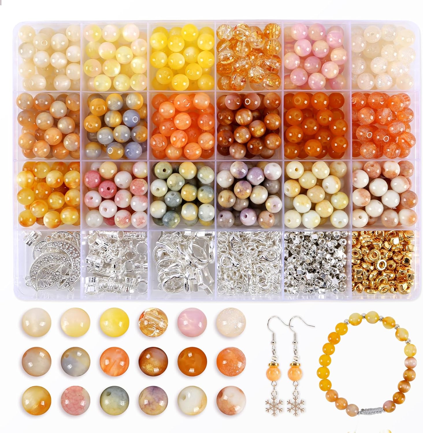 Glass Beads for Jewelry Making, 18 Colors Glass Beads for Bracelets Making kit Including 2-8mm Bead spacers/Lava Beads/Stone Rock DIY Jewelry Making Supplies for Adults (Thanksgiving, Christmas) - Image 9