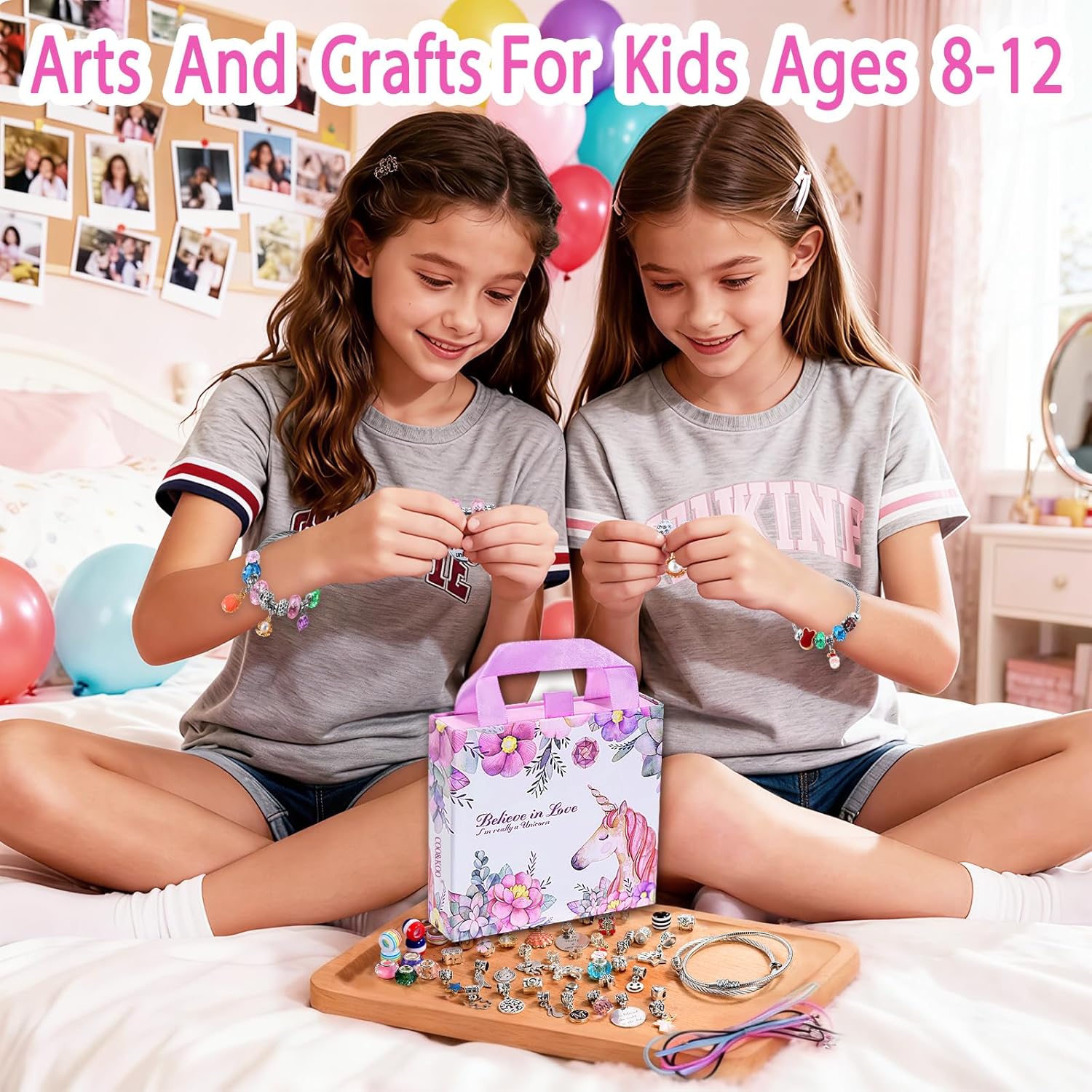 Alternative view of COO&KOO Girls Charm Bracelet Making Kit: Unicorn Jewelry Making Kit Gifts Crafts for Girl 8-12 A Perfect Girls Toy for Ages 6 7 8 9 10 Girl That Imagination Self-Expression and Inspires Creativity