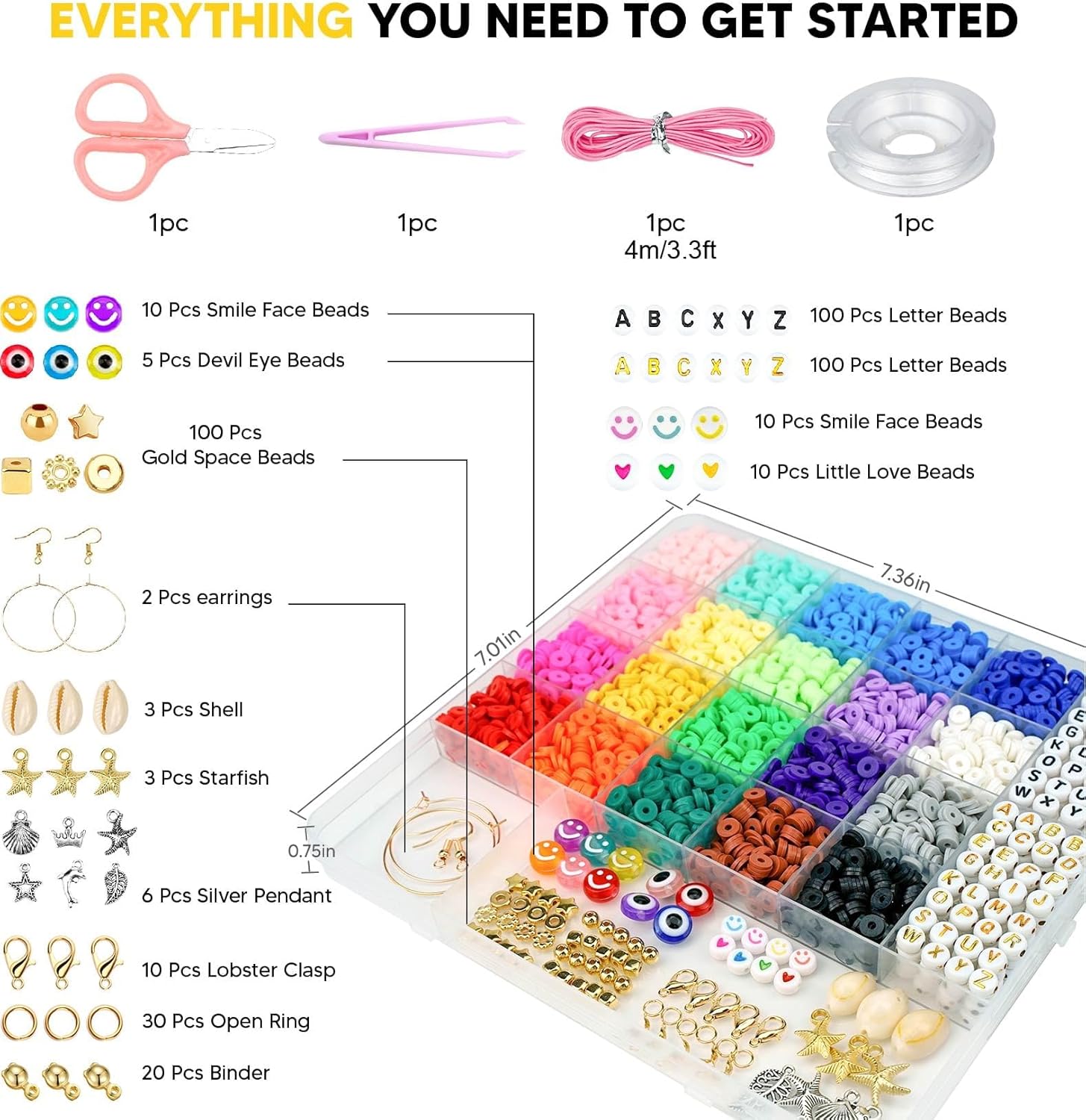 Dowsabel Clay Beads Bracelet Making Kit for Beginner, 5000 Pcs Preppy Polymer Clay Beads with Charms Kit for Jewelry Making, DIY Arts and Crafts Birthday Gifts Toys for Kids Age 6-13 - Image 4