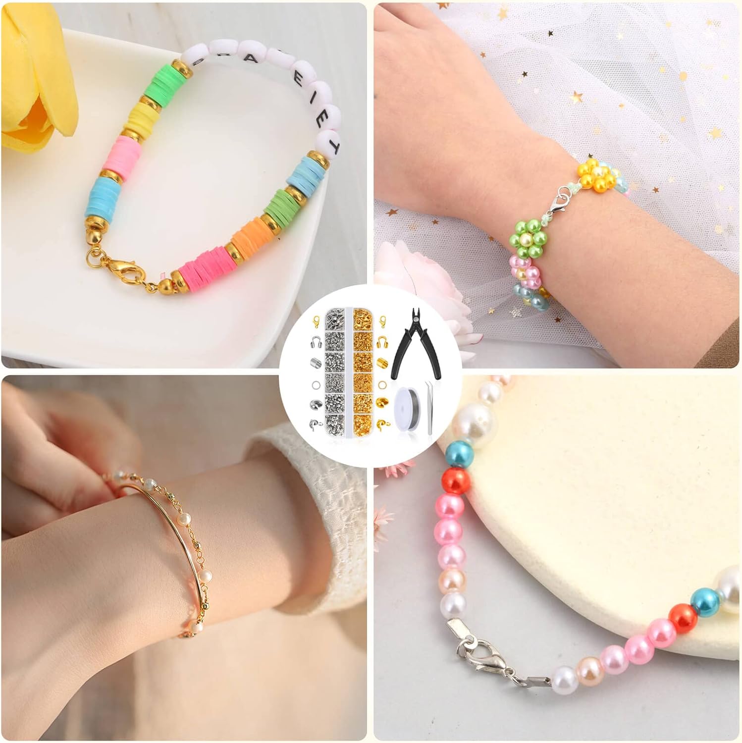 1200 Pcs Crimp Beads Kit for Jewelry Making, Acejoz Crimp Beads, Crimp Covers, Crimp Tubes and Wire Guardians, Lobster Clasps, Jump Rings, Crimping Pliers and Beading Wire for Jewelry Making - Image 5