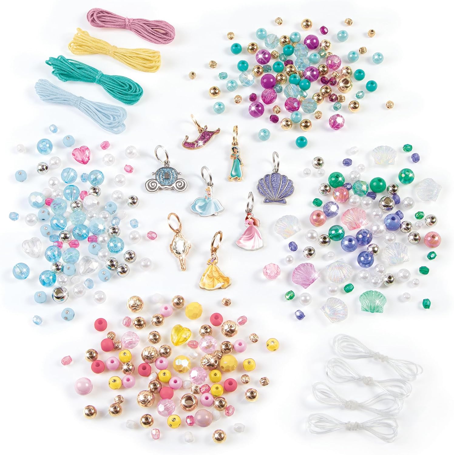 Make It Real: Disney Princess: Castle Style DIY Bracelet Kit - 332 pcs Jewelry Set, Create 12 Bracelets, 8 Exclusive Charms, Girls & Kids Ages 6+