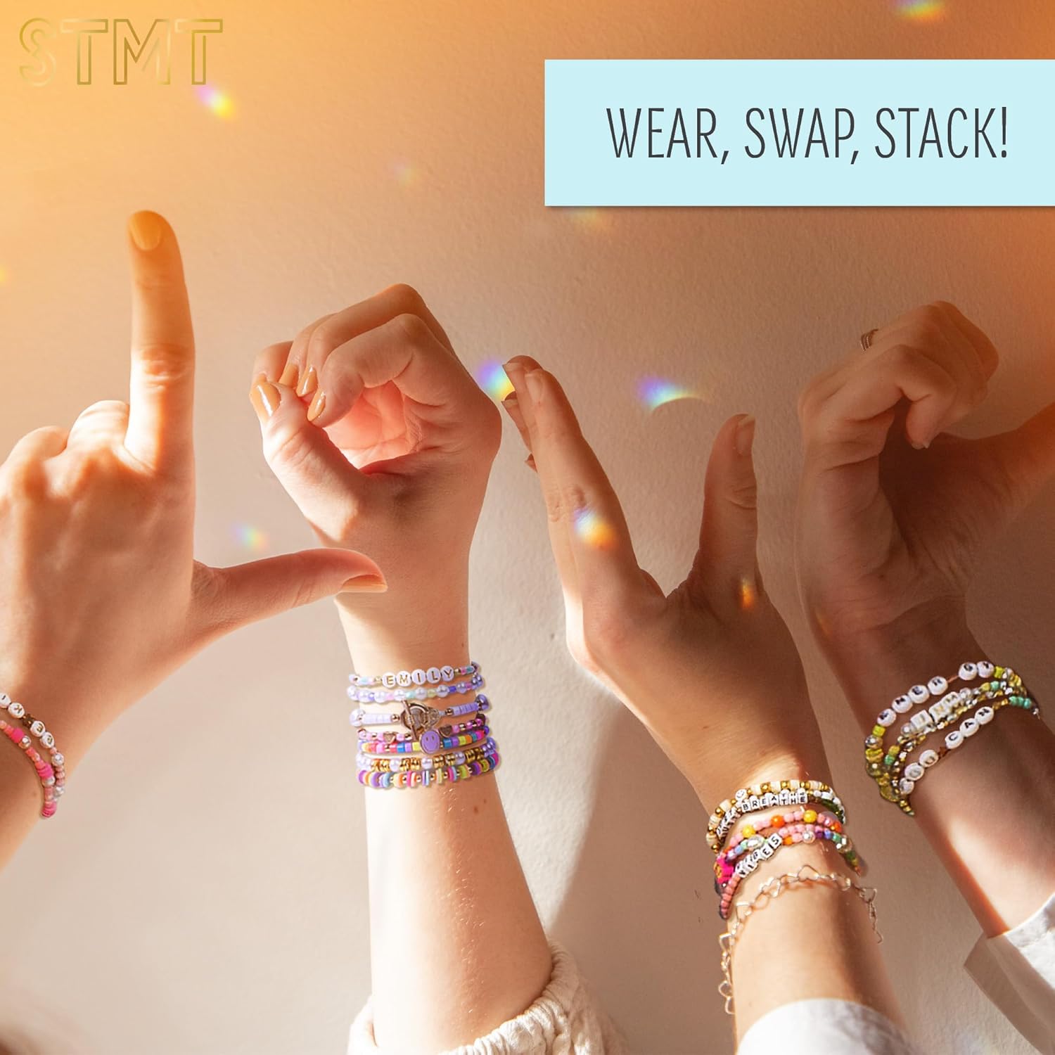 STMT Personalized Jewelry Studio, Create Over 50 Premium Pieces, Trendy Bracelet Making Kit, Includes Metal Bracelet Charms, Removable Beading Tray & Jewelry Making Supplies, Great Teen Girl Gifts - Image 5