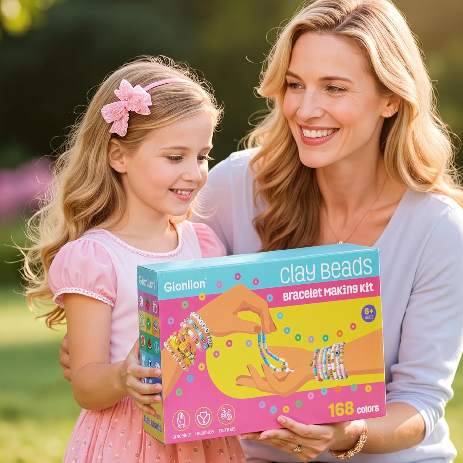 Gionlion 30,000 Pcs Clay Beads Bracelet Making Kit, 168 Colors 8 Boxes Flat Preppy Beads for Friendship Bracelets, Jewelry Kit with Pendant Charms Elastic String Crafts Arts Crafts Gifts - Image 7