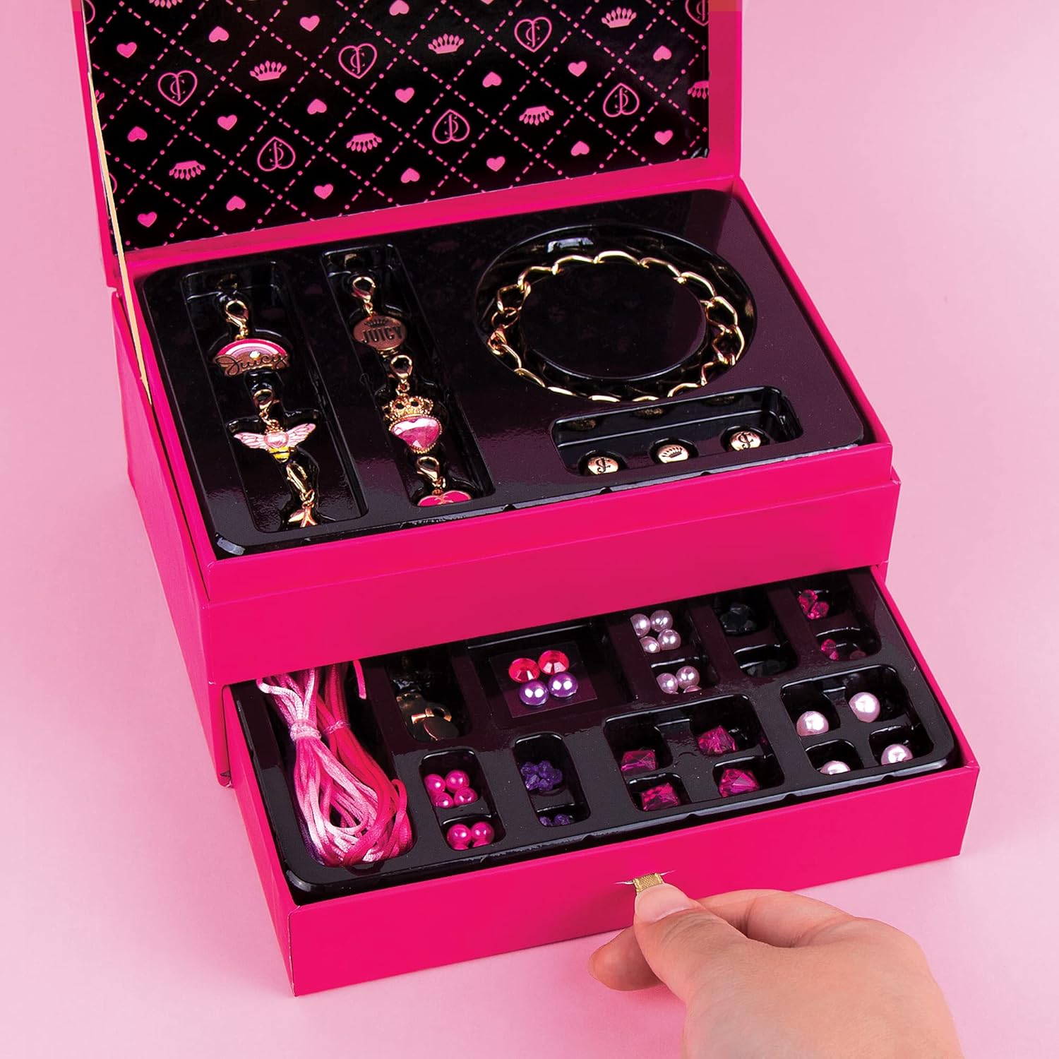 Make It Real Glamour Jewelry Set - Jewelry Box & Friendship Bracelet Kit with Beads, Chains & Charms for Girls & Teens - Ages 8+ - Image 5