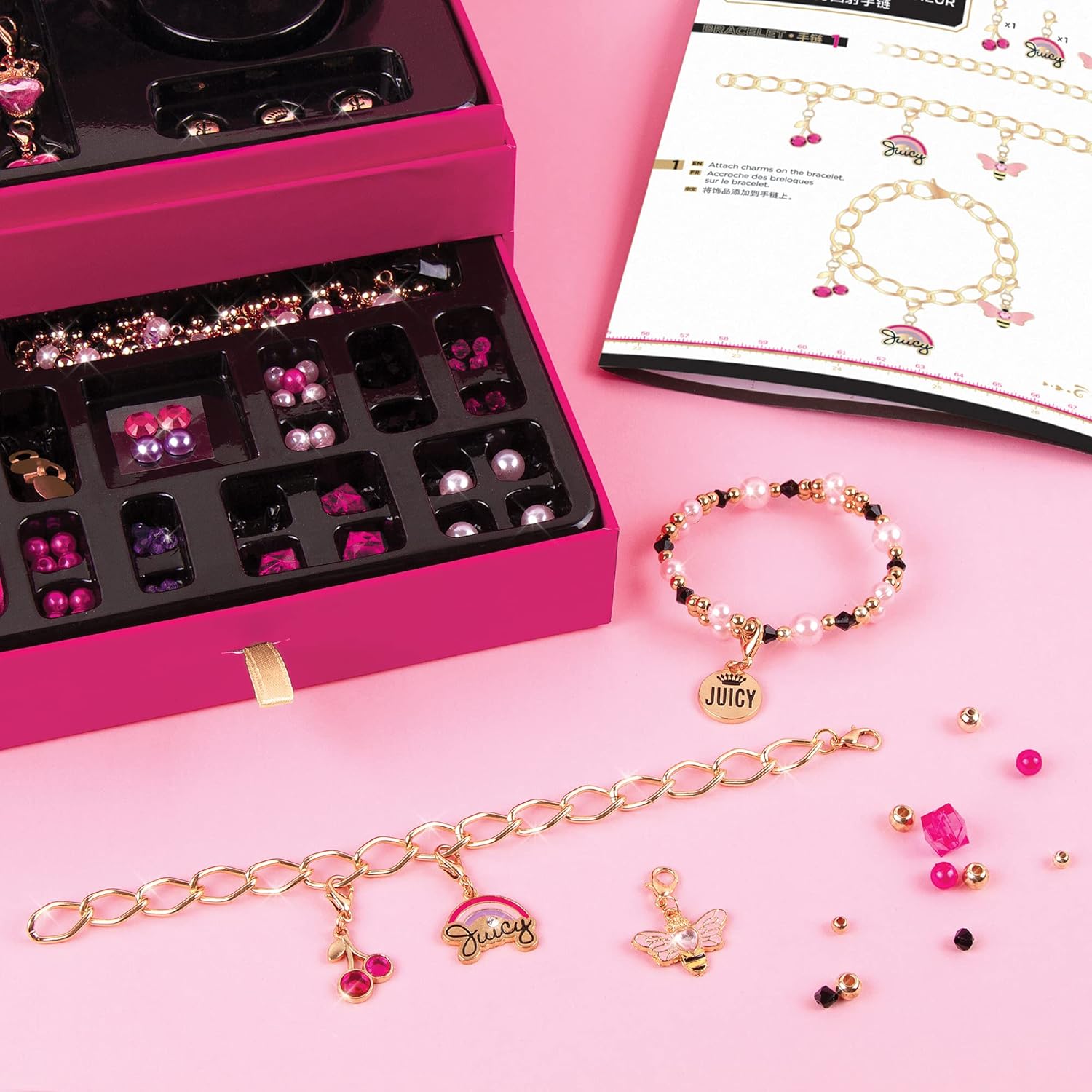 Make It Real Glamour Jewelry Set - Jewelry Box & Friendship Bracelet Kit with Beads, Chains & Charms for Girls & Teens - Ages 8+ - Image 6