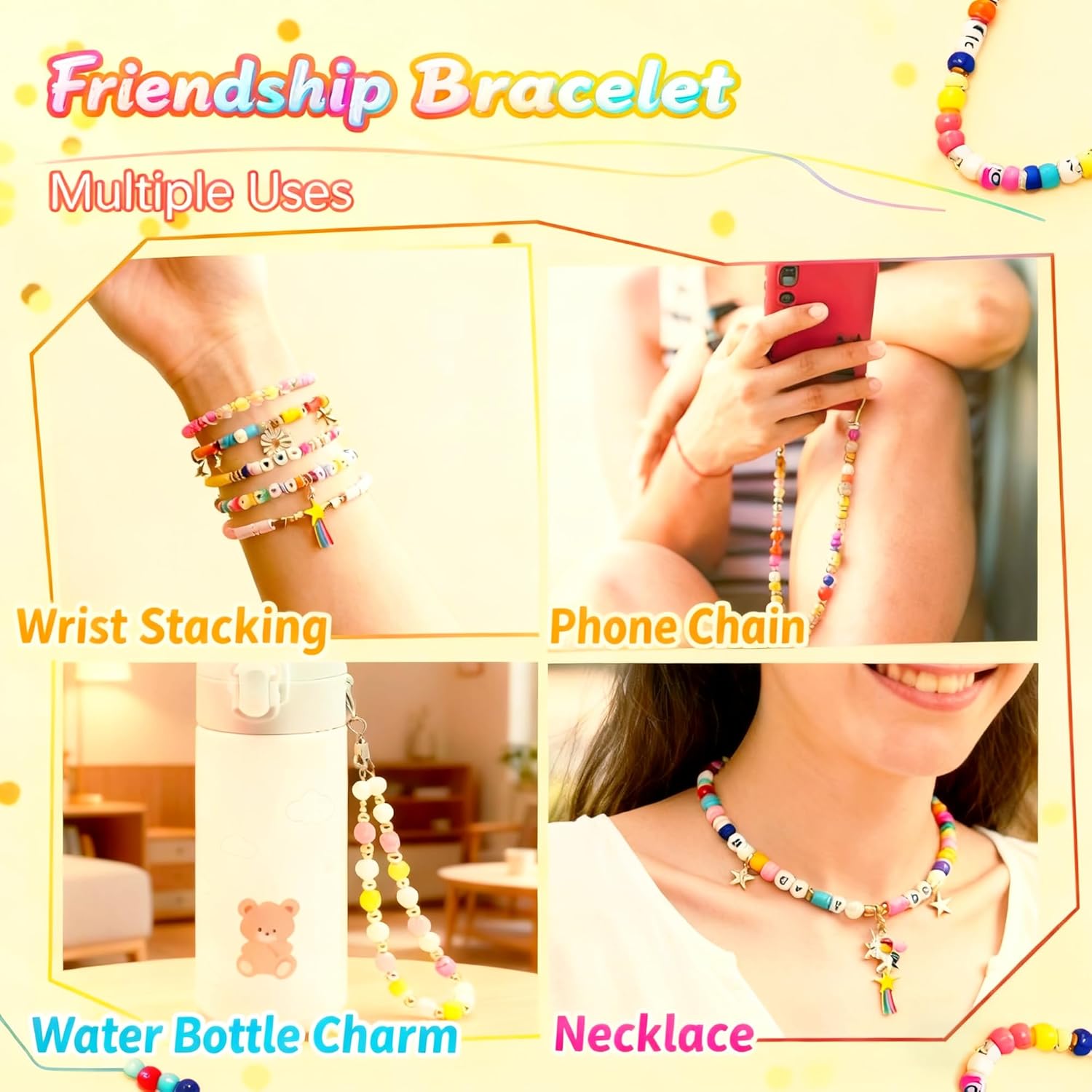 iumulinrui Friendship Bracelet Kit Concert Bracelets Merch, 5200 Pcs Clay Beads Bracelet Making Kit Tricolor Letter Bead, Jewelry Set with Pendant, DIY Craft Gifts Suitable for Beginners