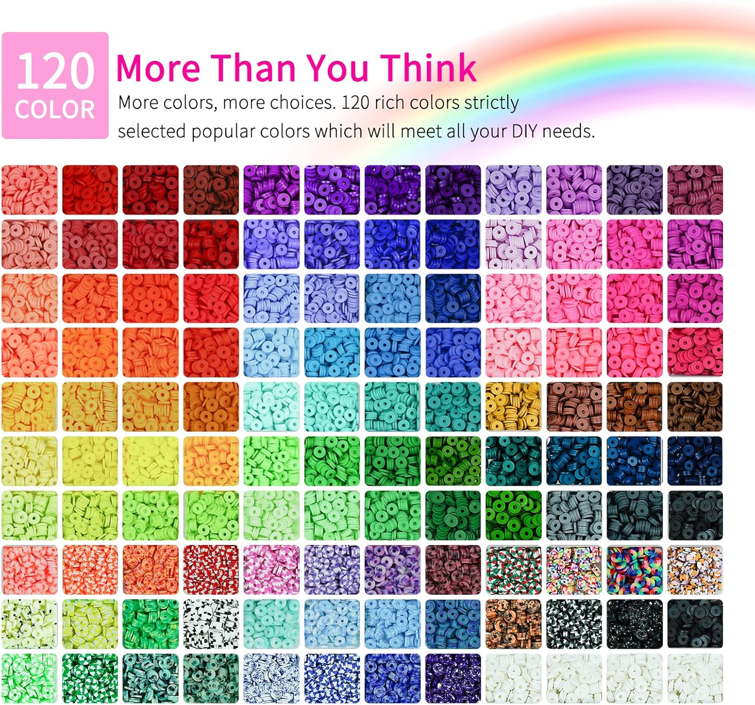 Sistenia 20,000 Pcs Clay Beads Bracelet Making Kit, 120 Colors 6 Boxes Polymer Beads Spacer Heishi Beads & Jewelry Kit with Pendant Charms Elastic Strings, Crafts Gift for Kids Adults