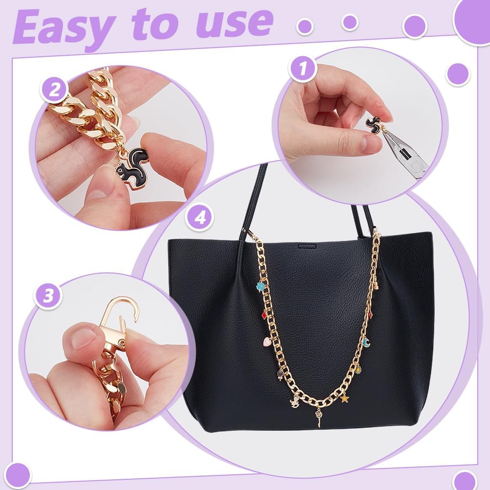 Alternative view of EVERJOYCRAFT 216pcs DIY Bag Chain Making Kit Purse Charm Supplies with 6 Style Chains Colored Charms Jump Rings Pliers Bag Accessories for Purse Handbag Tote Bags Crossbody Wallets Jewelry Making
