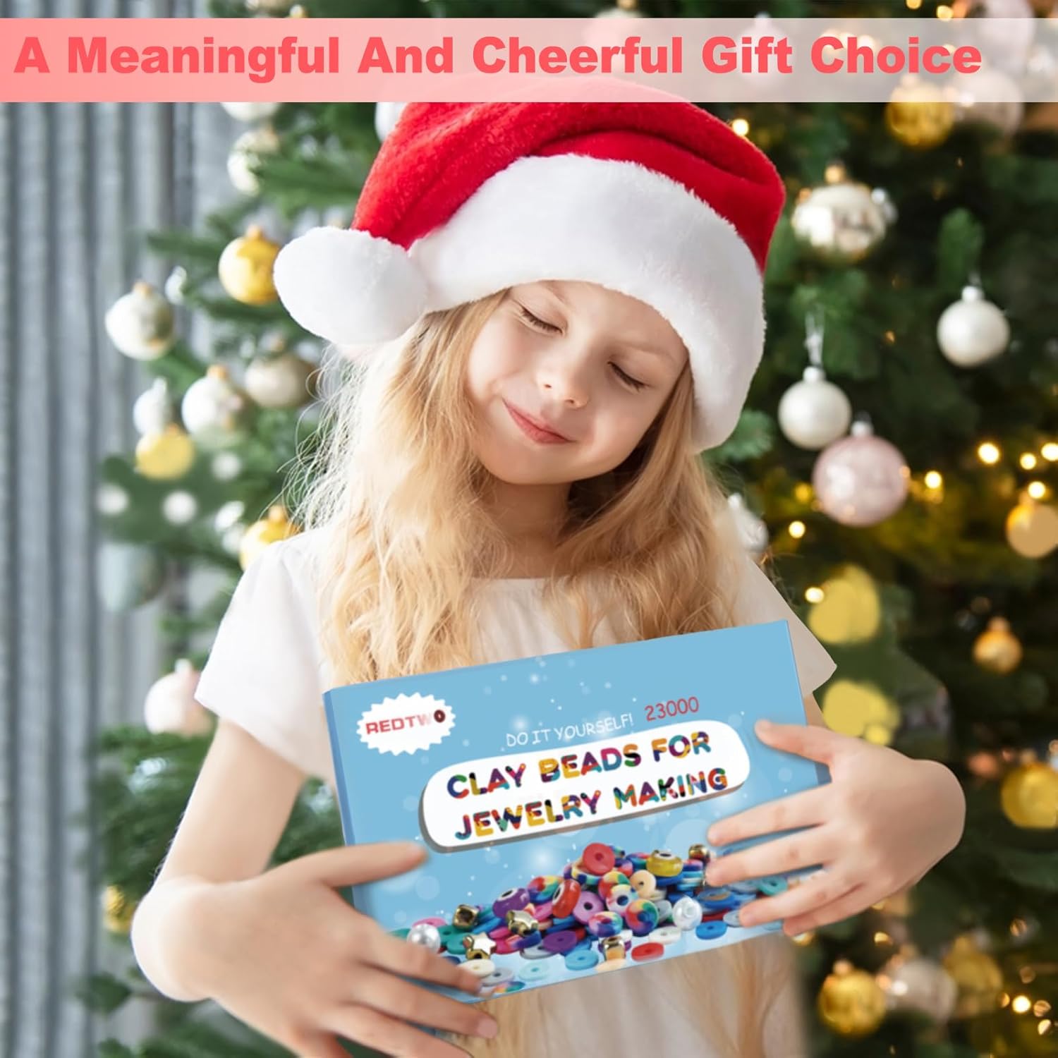 Redtwo 23000 Pcs Clay Beads Bracelet Making Kit, 144 Colors 7 Boxes Flat Polymer Heishi Beads Set for Friendship Jewelry Making with Pendant Charms Crafts Gifts for Girls Ages 6-12 Kids Adults