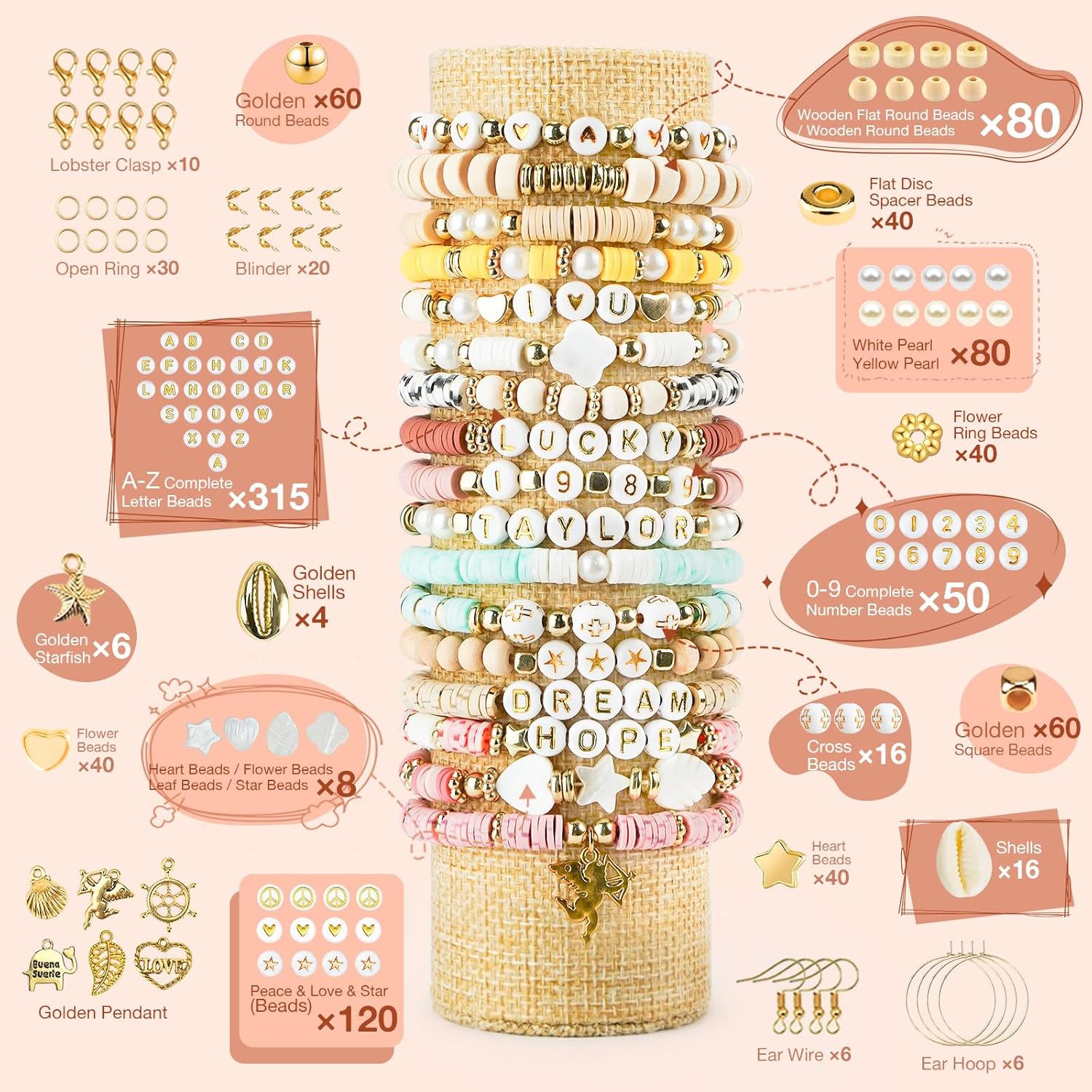 Alternative view of Dowsabel Clay Beads 3 Boxes Bracelet Making Kit, 10800pcs Beads for Jewelry Making, Letter Beads for Friendship Bracelets DIY Arts and Crafts Gifts for Girls Adults