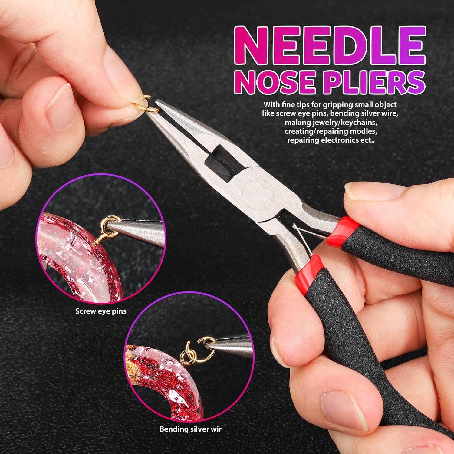 LEOBRO Hand Drill, 222 PCS Pin Vise Hand Drill with Drill Bits(0.8 mm-3 mm), Needle Nose Pliers, Keychain Making Kit, Jewelry Making Supplies, Hand Drill Tools for Jewelry Keychains Making - Image 5