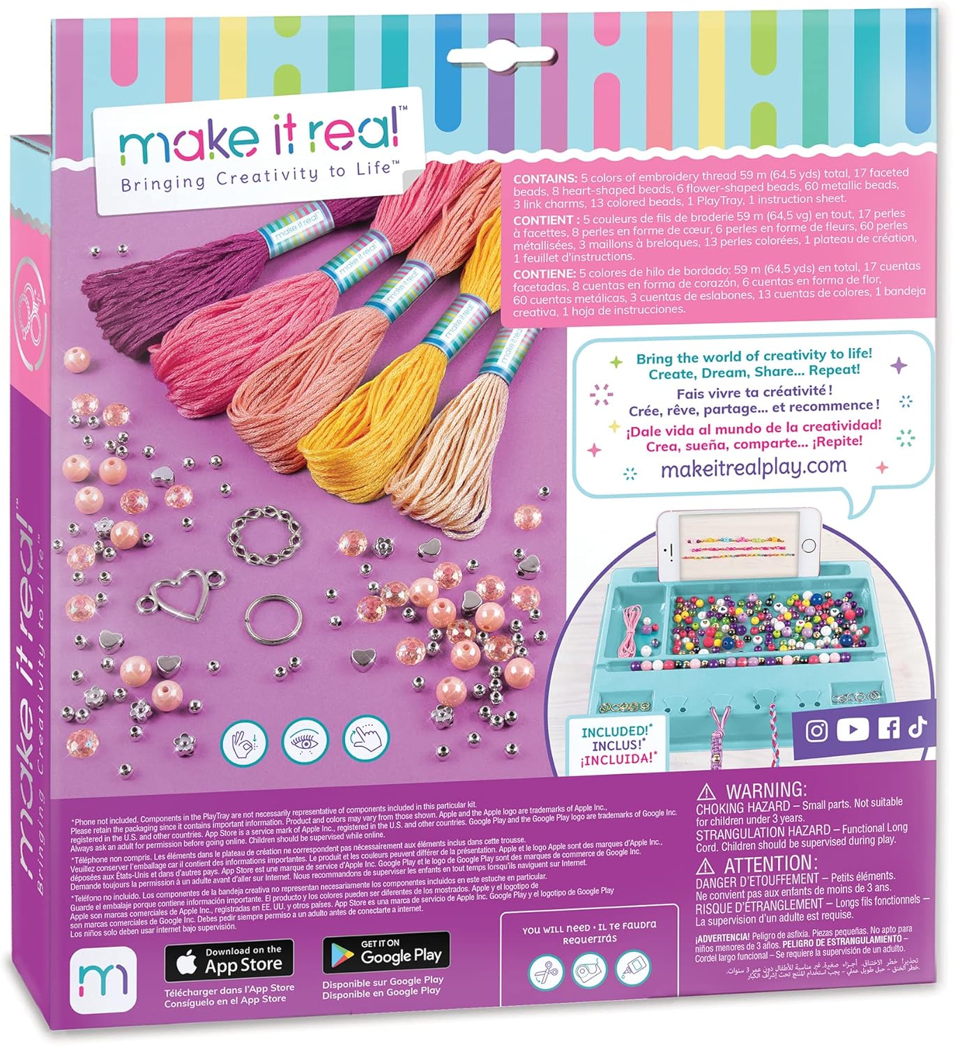 Alternative view of Make It Real - Macrame Friendship Bracelet Making Kit for Girls - Kids String Bracelet Making Kit - Friendship Bracelet Craft Kit w/Thread, Beads & More - DIY Bracelet Kit for Girls 8-10-12-14