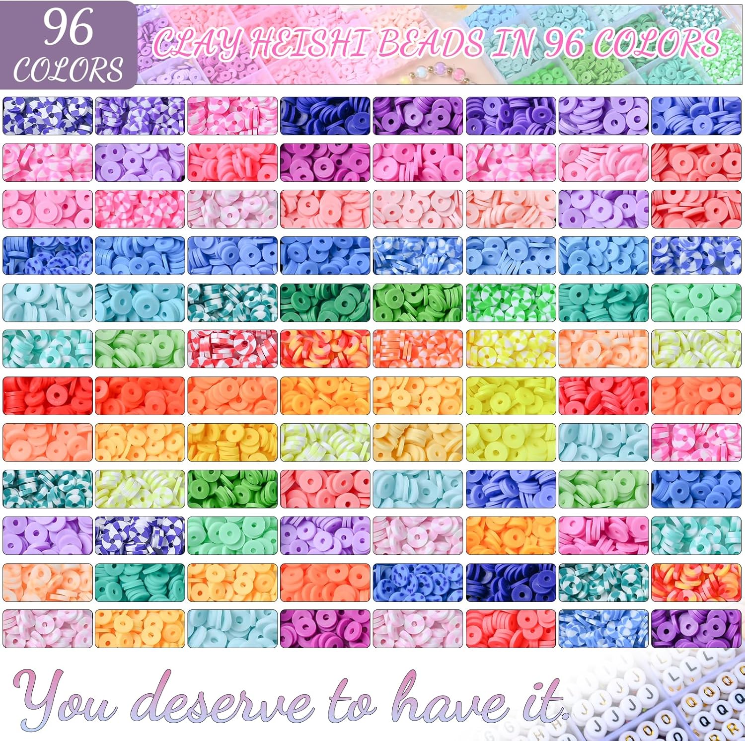 wuzoe Friendship Bracelet Kit, 16888pcs, 96 Colors Polymer Clay Beads & 1200 Letter Beads，Bracelet Making Kit for DIY Jewelry Making&Friendship Bracelet Making