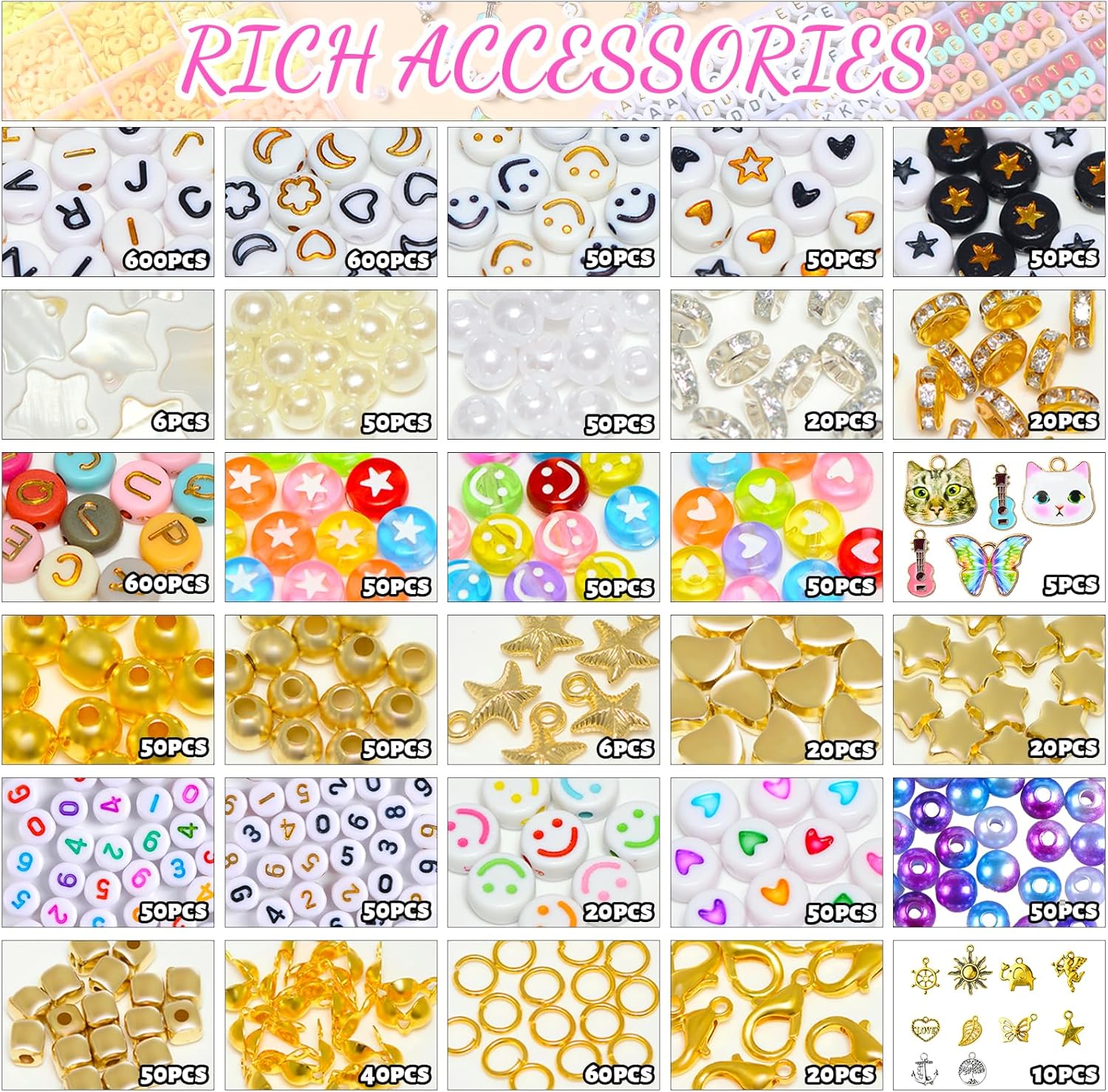 Alternative view of wuzoe Friendship Bracelet Kit, 16888pcs, 96 Colors Polymer Clay Beads & 1200 Letter Beads，Bracelet Making Kit for DIY Jewelry Making&Friendship Bracelet Making