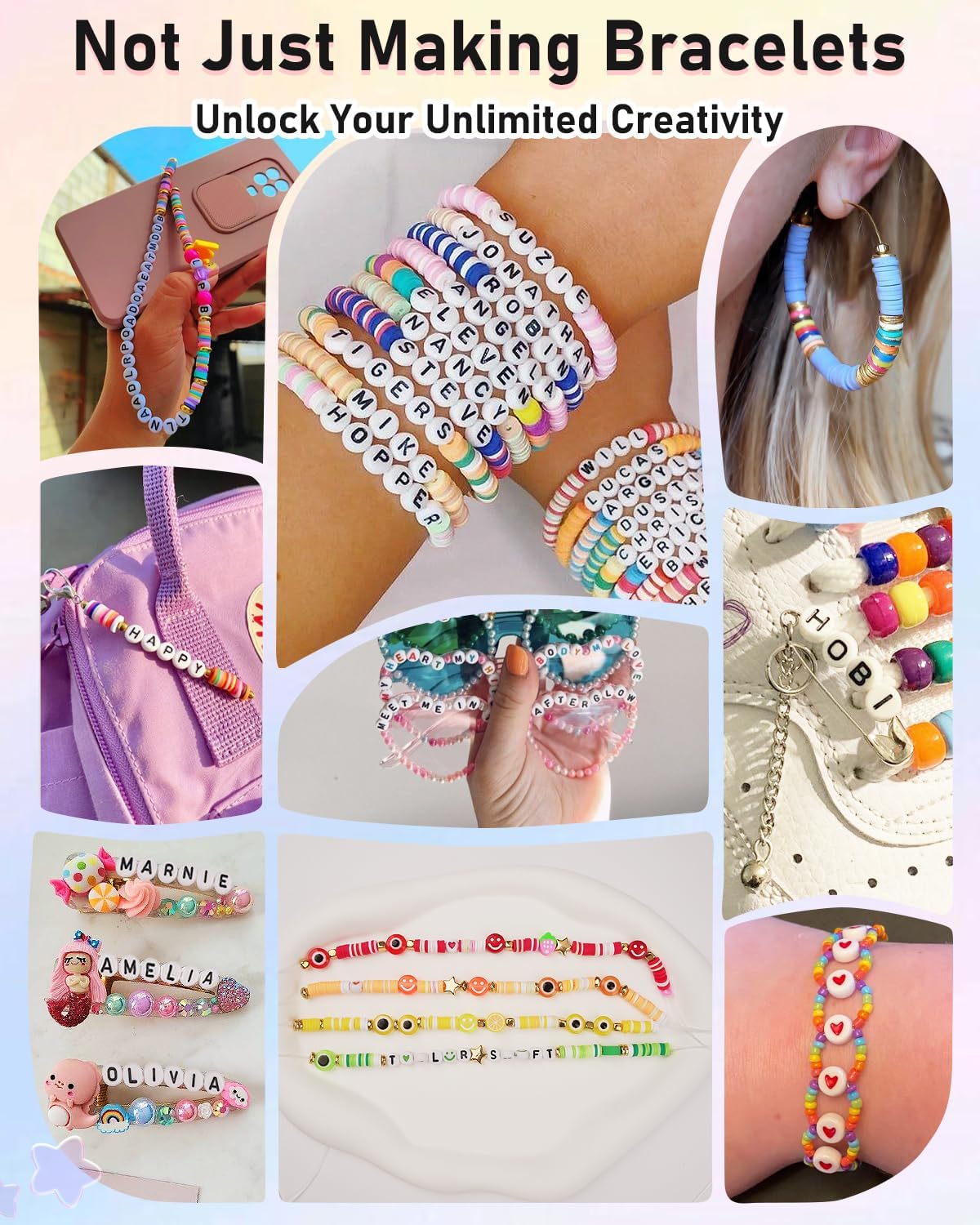 Alternative view of Mio Angle Bracelet Making Kit for Beginner 5000Pcs Preppy Polymer Friendship Bracelet Making with Charms Kit for Jewelry Making DIY Arts and Crafts Birthday Gifts Toys for Kids Age 6-13