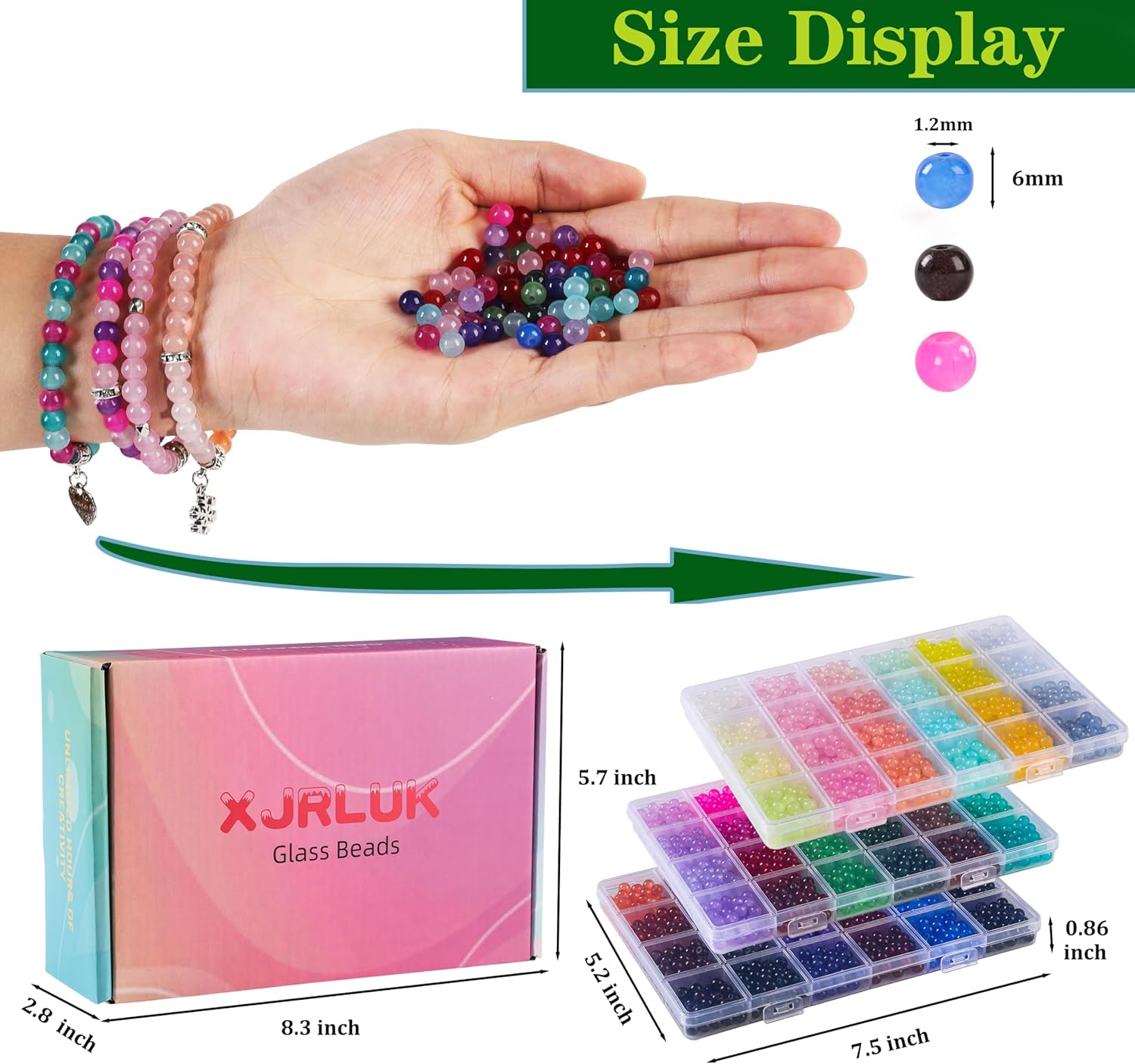 Alternative view of XJRLUK Glass Beads Bracelet Making Kit, 3000 pcs 72 Colors 6 mm Crystal Beads for Jewelry Making, Glass Beads Kits for Beginners DIY Earrings Necklaces Rings Crafts Birthday Gifts