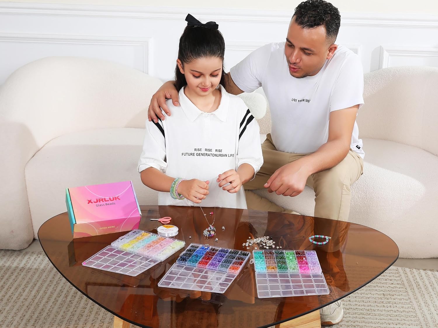 XJRLUK Glass Beads Bracelet Making Kit, 3000 pcs 72 Colors 6 mm Crystal Beads for Jewelry Making, Glass Beads Kits for Beginners DIY Earrings Necklaces Rings Crafts Birthday Gifts - Image 3